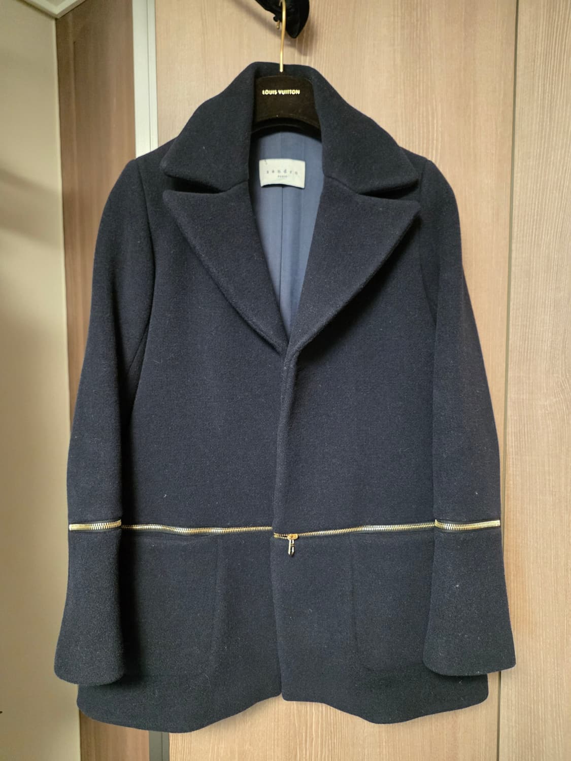 Sandro 산드로 금장 지퍼 울 코트 네이비 38 (M사이즈) 상품이미지1