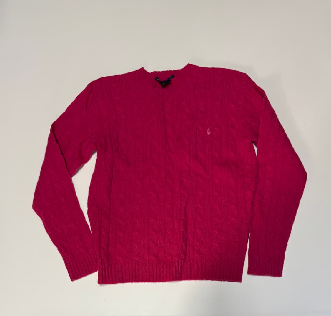 여성 폴로 랄프로렌 스포츠 가벼운 램스울 핑크 니트 상품이미지1