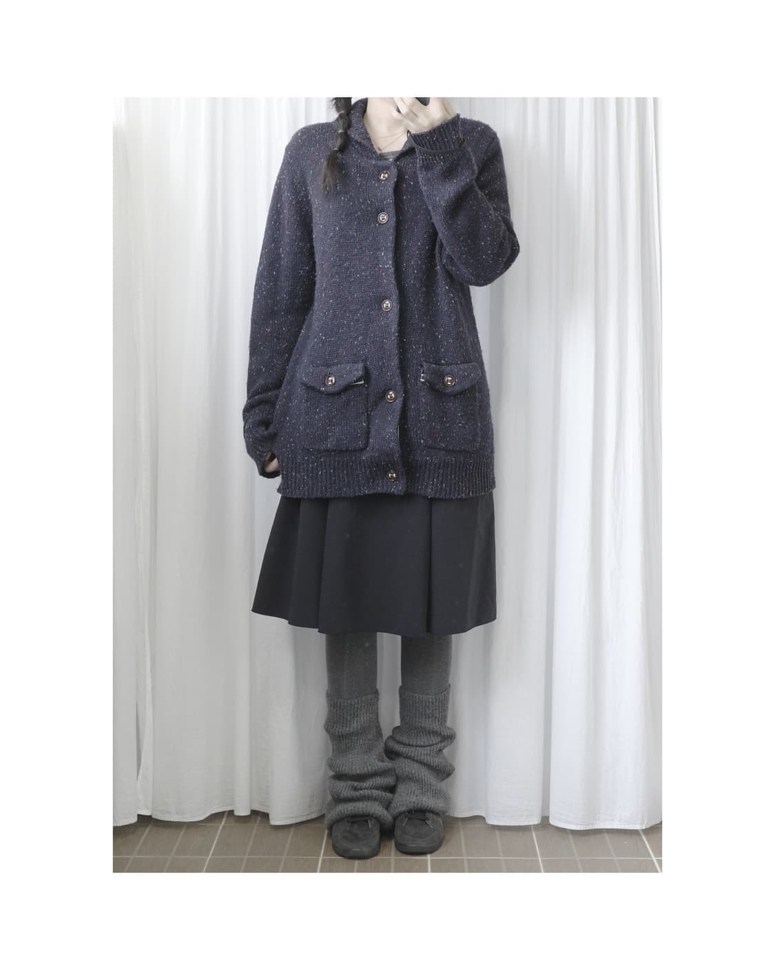 Beams navy cardigan 상품이미지2