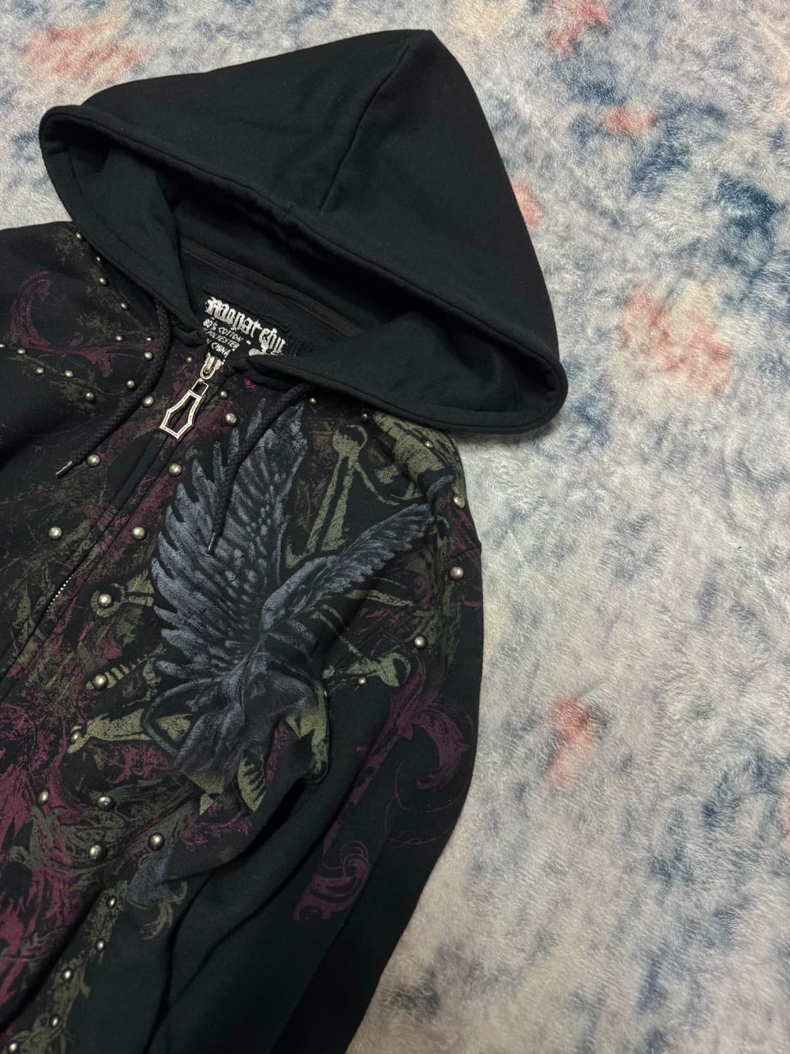 Monarchy stud punk tattoo hoodie 상품이미지4