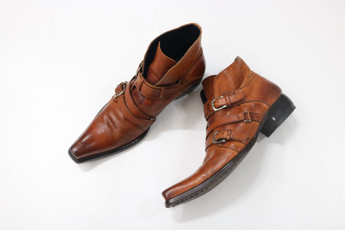 훕데두 트리플 버클 스트랩 레더 부츠 상품이미지2