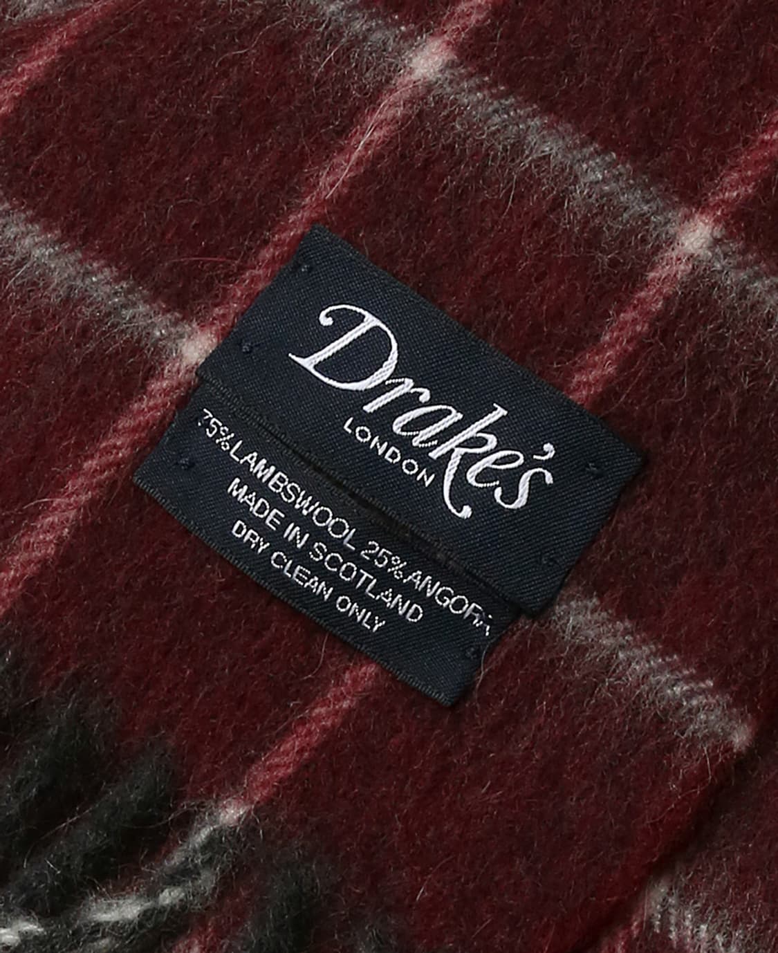 드레익스 [Drake's] 와인 체크 램즈울 앙고라 믹스드 머플러 상품이미지4