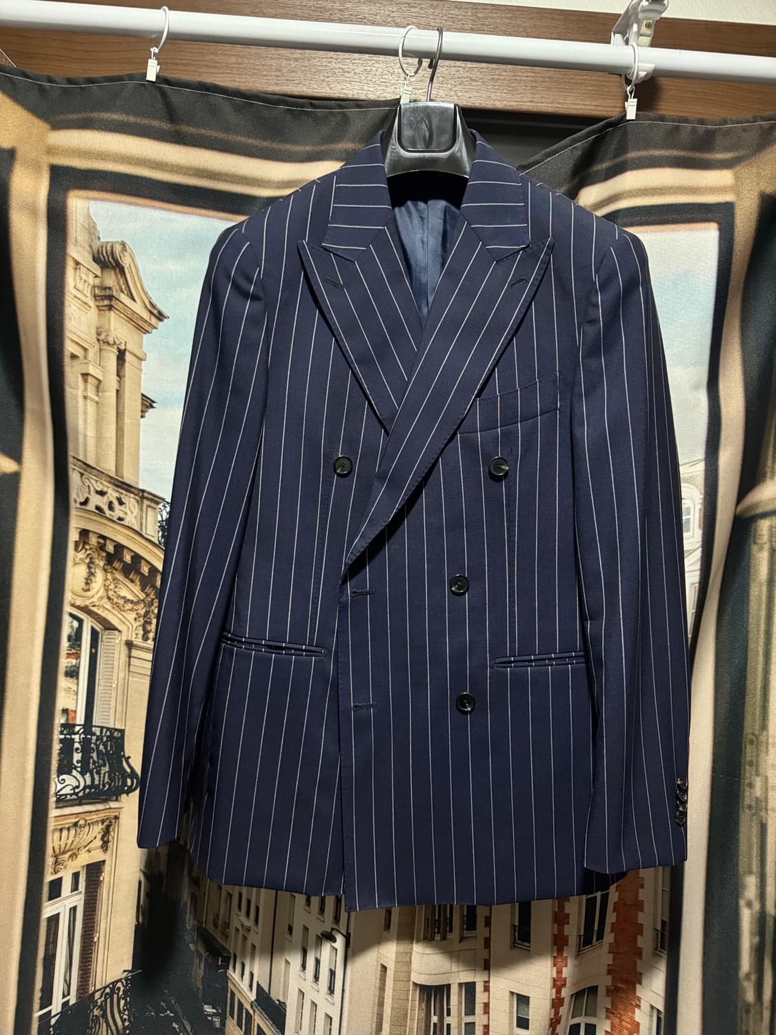 맨 온더 분 더블 네이비 스트라이프 자켓 48 사이즈 상품이미지1