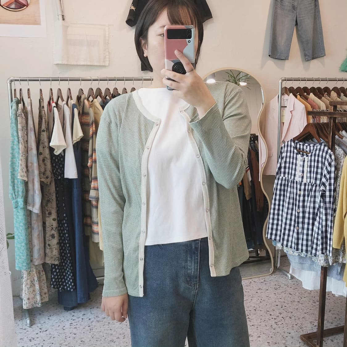 Dearful 스냅버튼 와플 가디건 상품이미지9