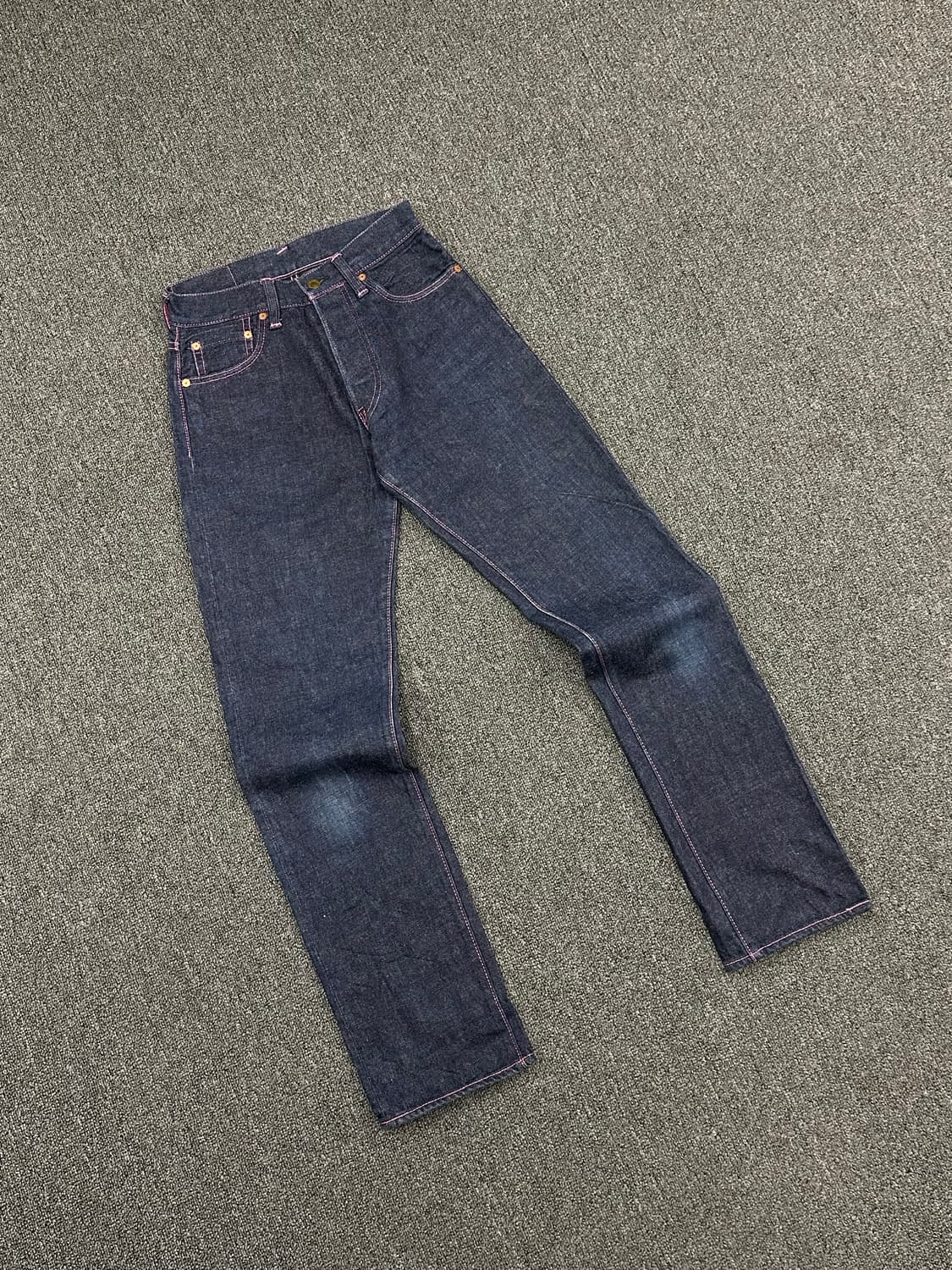 27)에비수 빈티지 포켓 프린팅 핑크 스티지 데님팬츠 상품이미지2