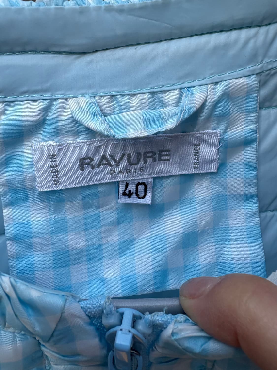 하늘색 체크 경량패딩 상품이미지5