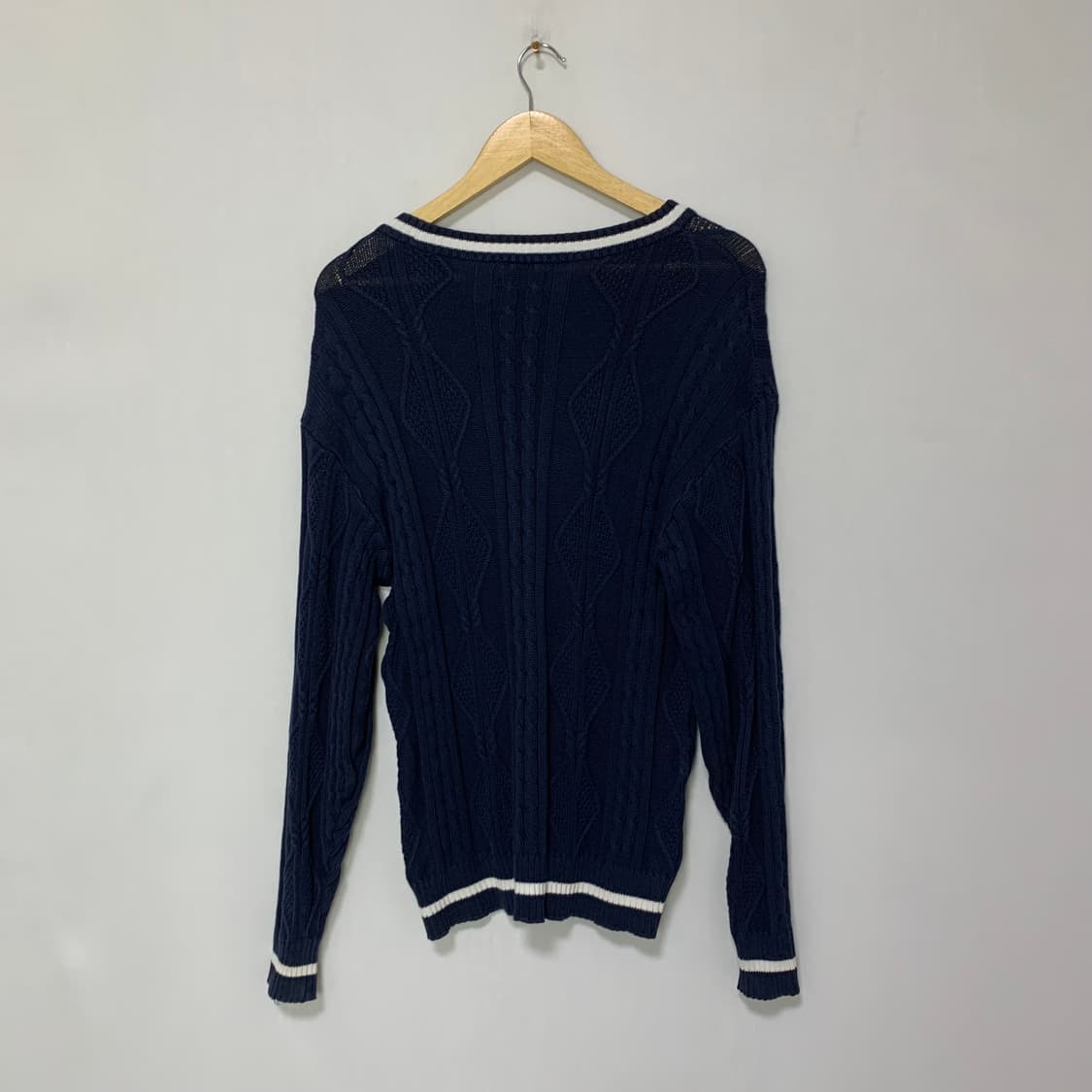 Lacoste 라코스테 로고 네이비 케이블 니트 90 빈티지 스웨터 상품이미지3