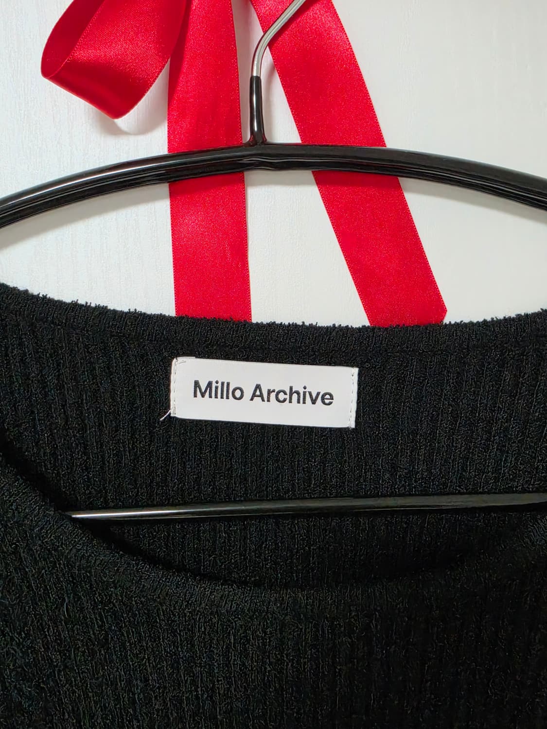 millo women 밀로우먼 부클 프린지 롱 슬리브 니트 블랙 상품이미지6