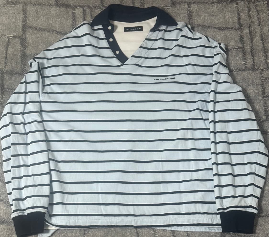 [1size] 프로젝트 G/R 브이넥 폴로 티셔츠 블루 상품이미지2