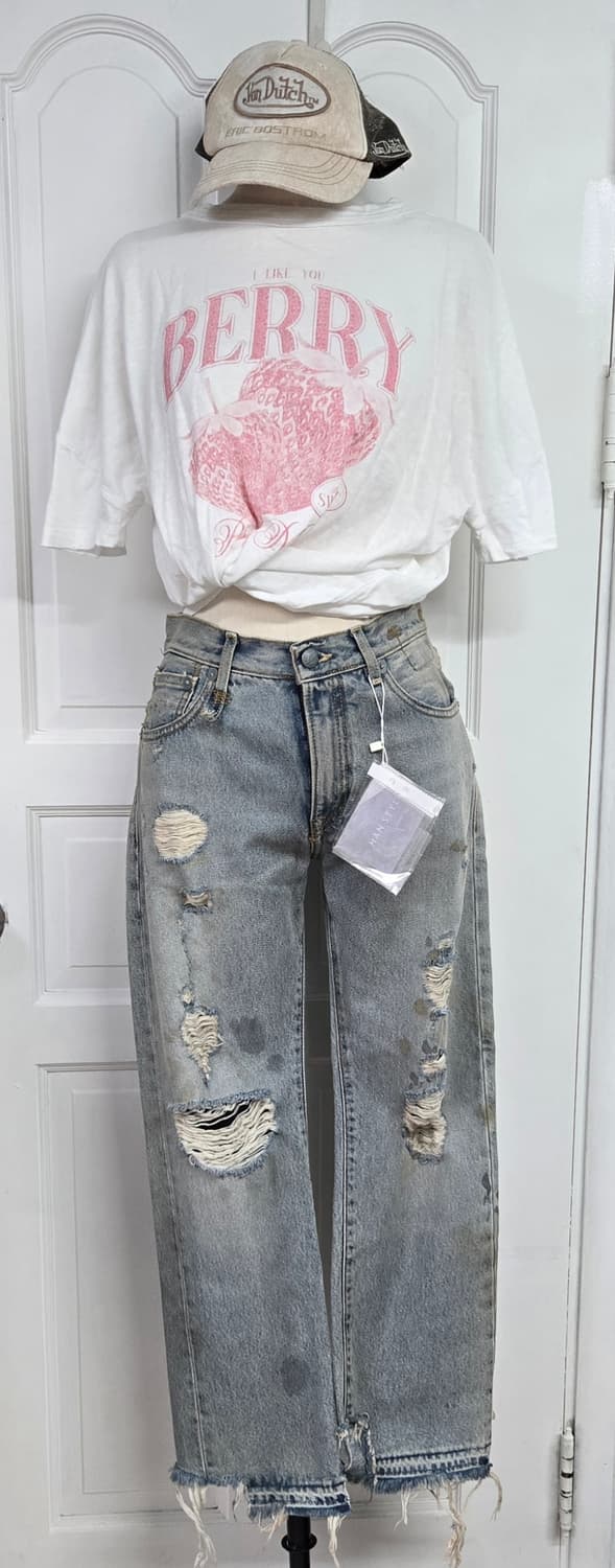 새상품)R13알써틴 bowie 디스트로이트 페인트 데님팬츠 상품이미지1