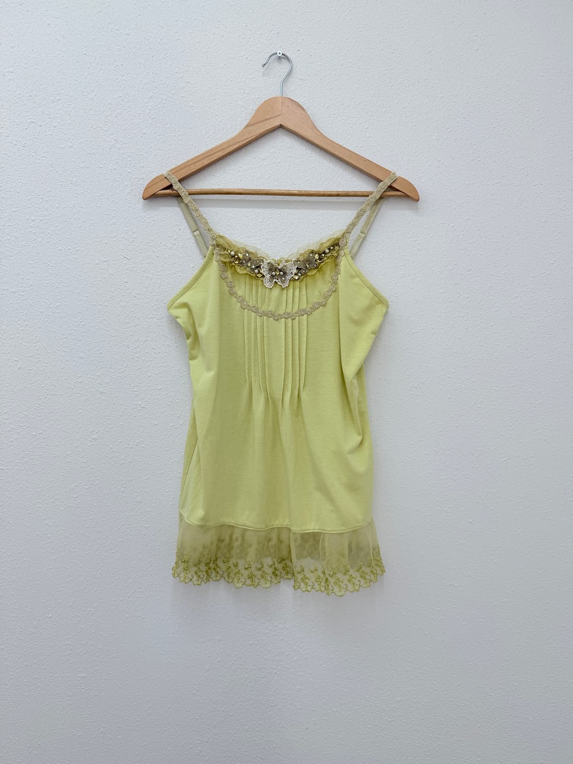 빈티지 Axes Femme 옐로우 레이스 슬리브리스 상품이미지3