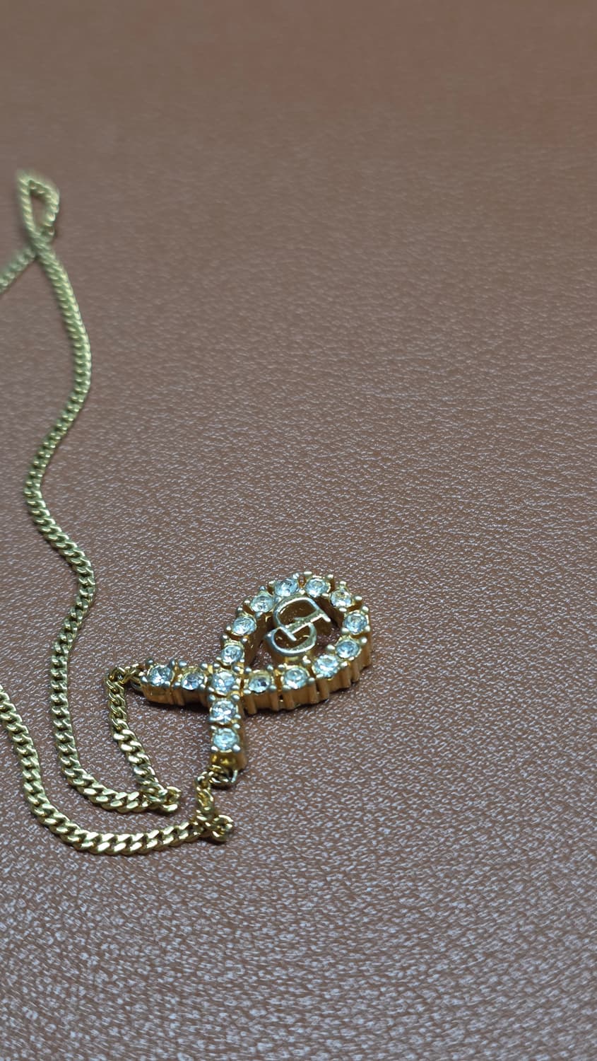 디올 Dior 정품 빈티지 꼬임 큐빅 CD 로고 목걸이 상품이미지4