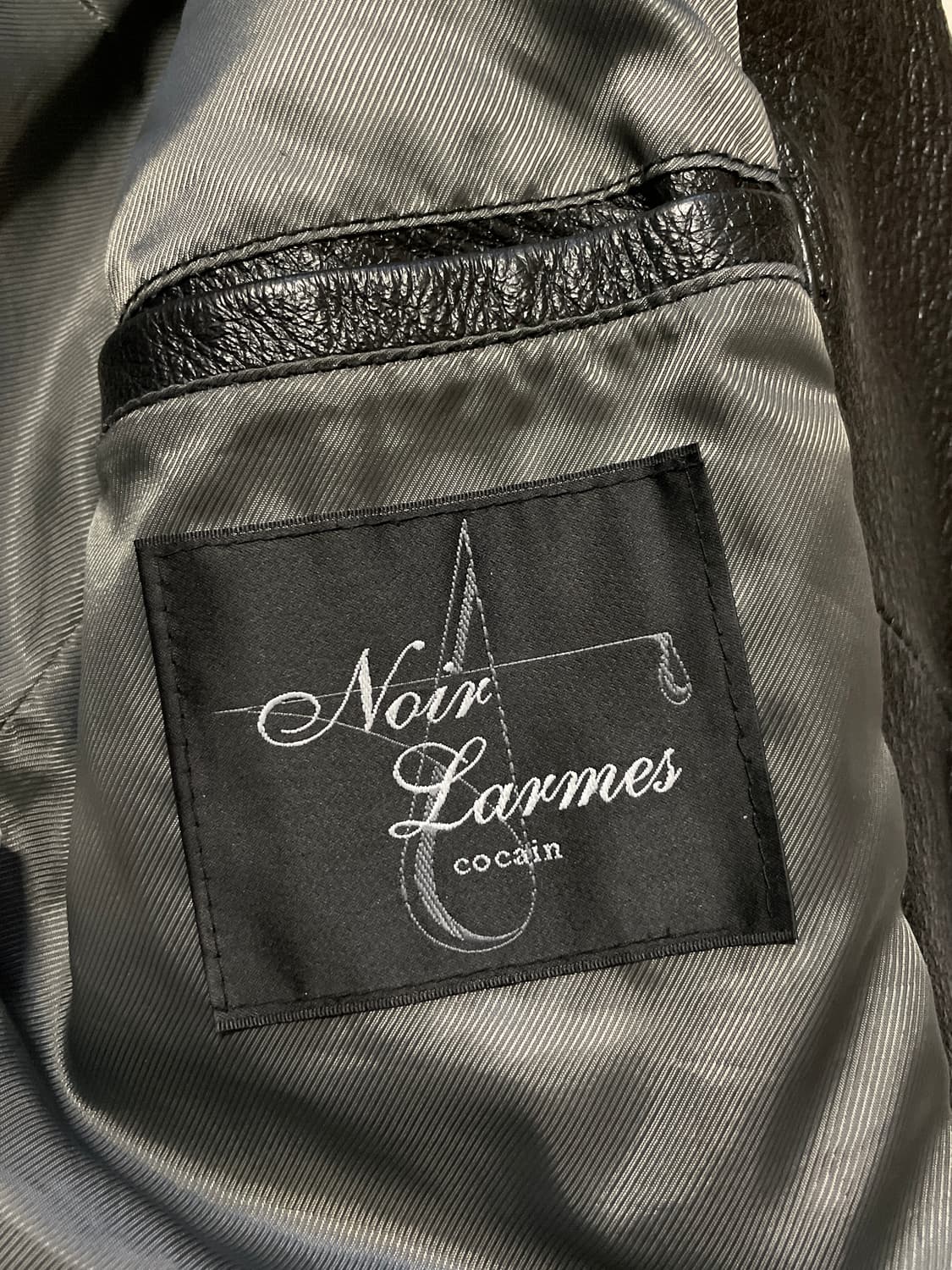 느와르 라르메스 카우하이드 소가죽 2중 카라 레이어드 본디지 레더 자켓 상품이미지9