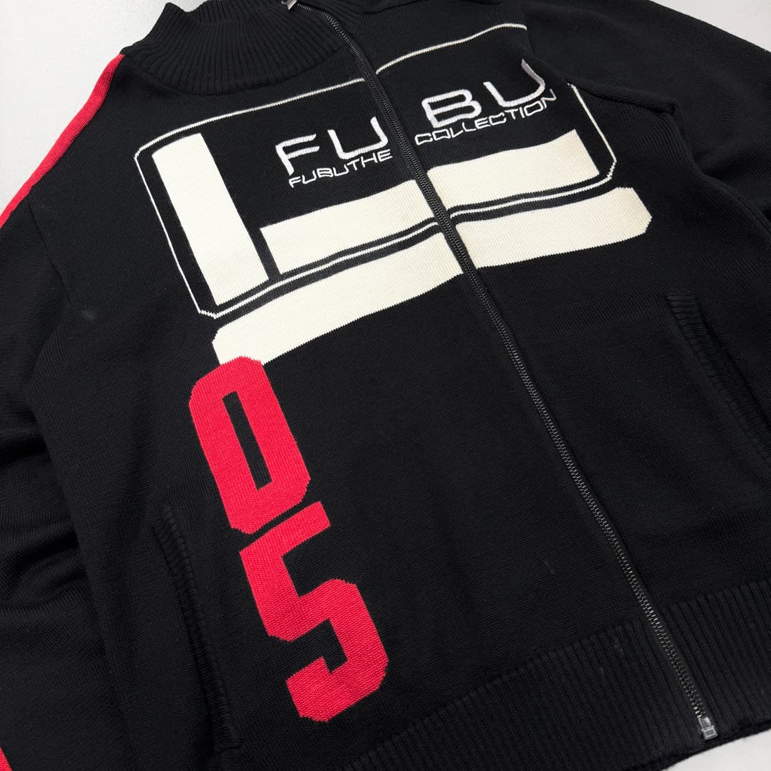 후부 사선 빅로고 올드스쿨 레이싱 니트집업 상품이미지5