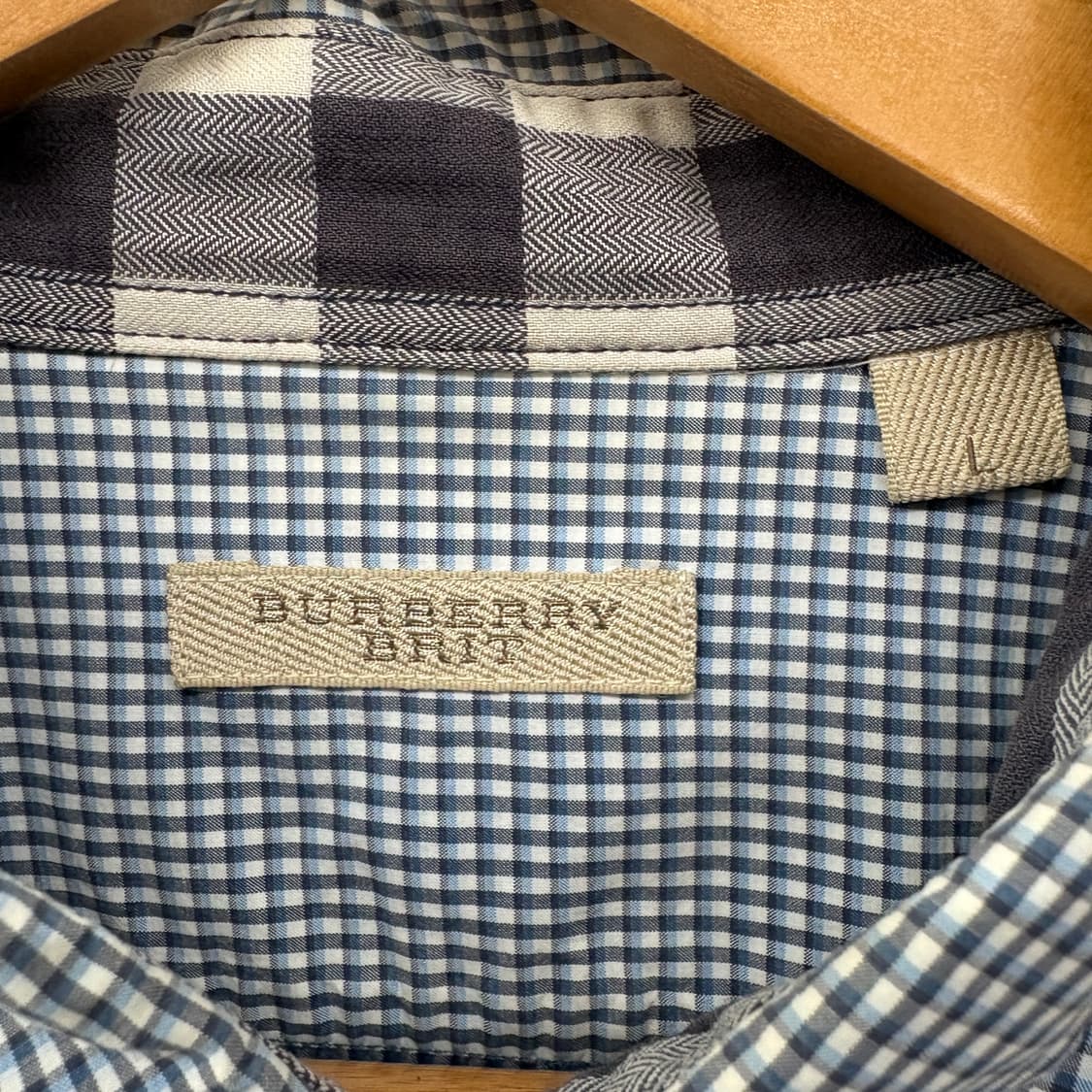 버버리 블루 라벨 체크 셔츠 남성 L 상품이미지4