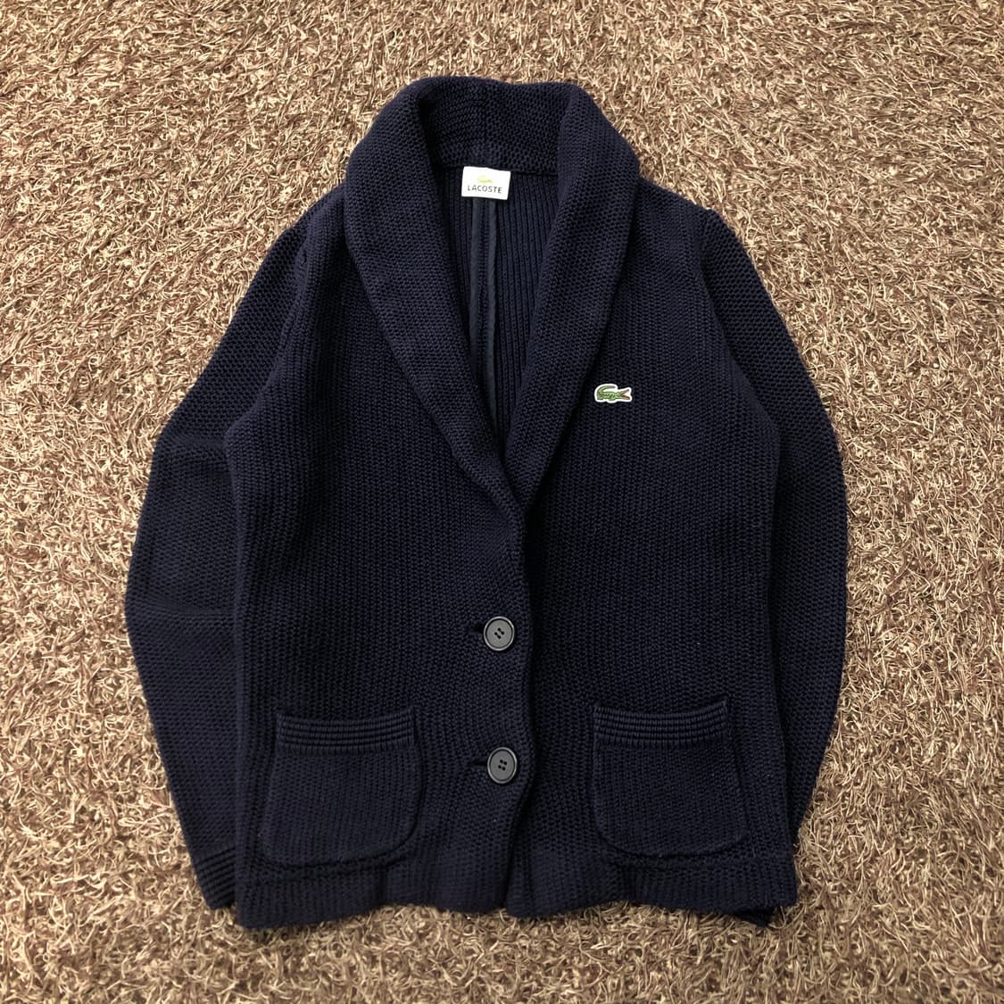 42 라코스테 네이비 니트 숄카라 가디건 95-100 상품이미지1