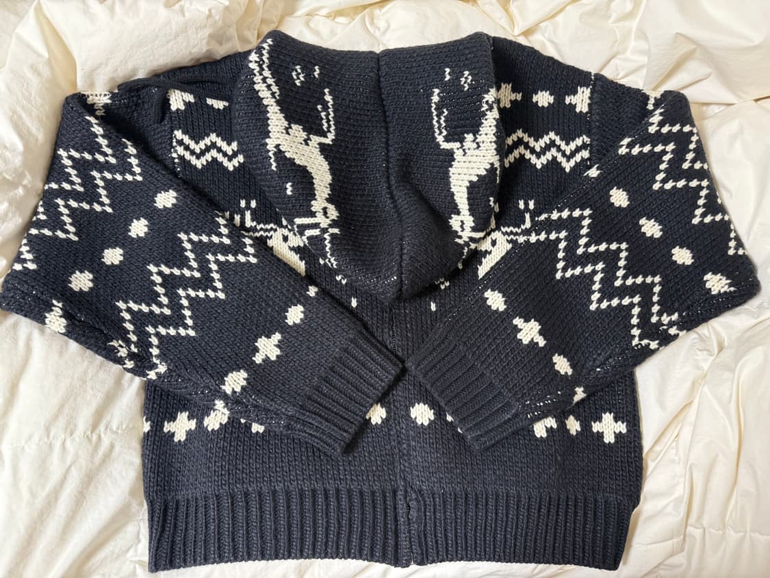 노르딕 사슴 후드집업 니트 연말 겨울 여행룩 새상품 상품이미지8