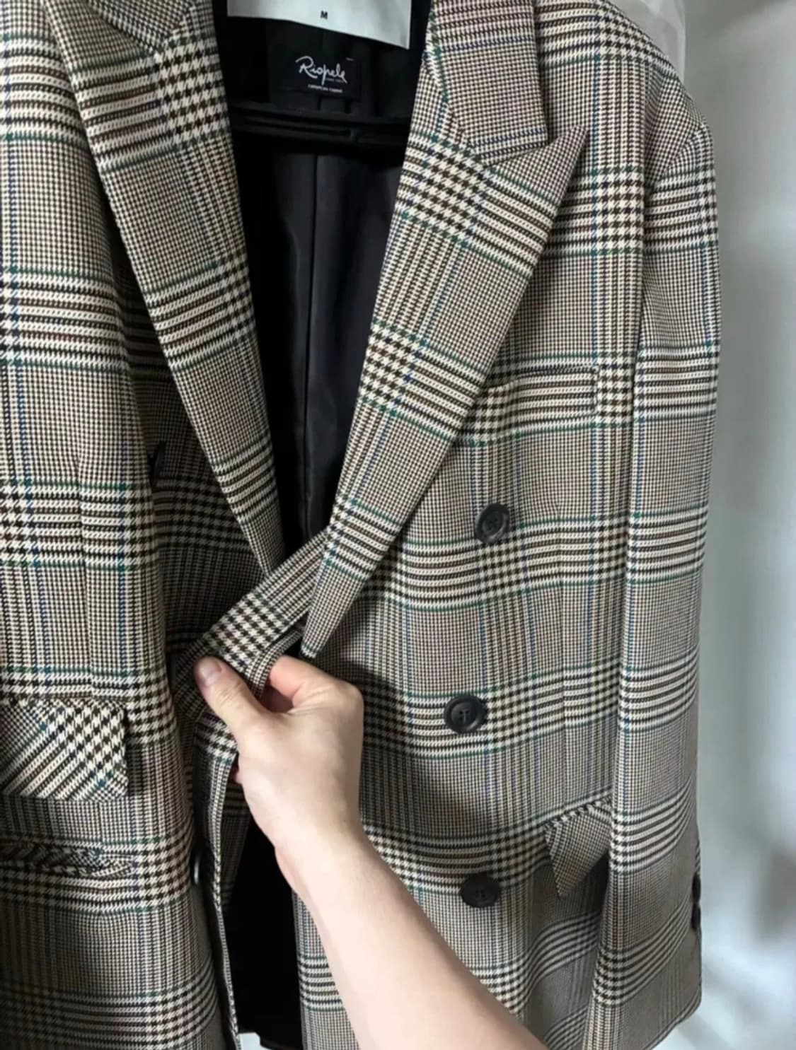 앤더슨벨 체크 더블 자켓 M 상품이미지2