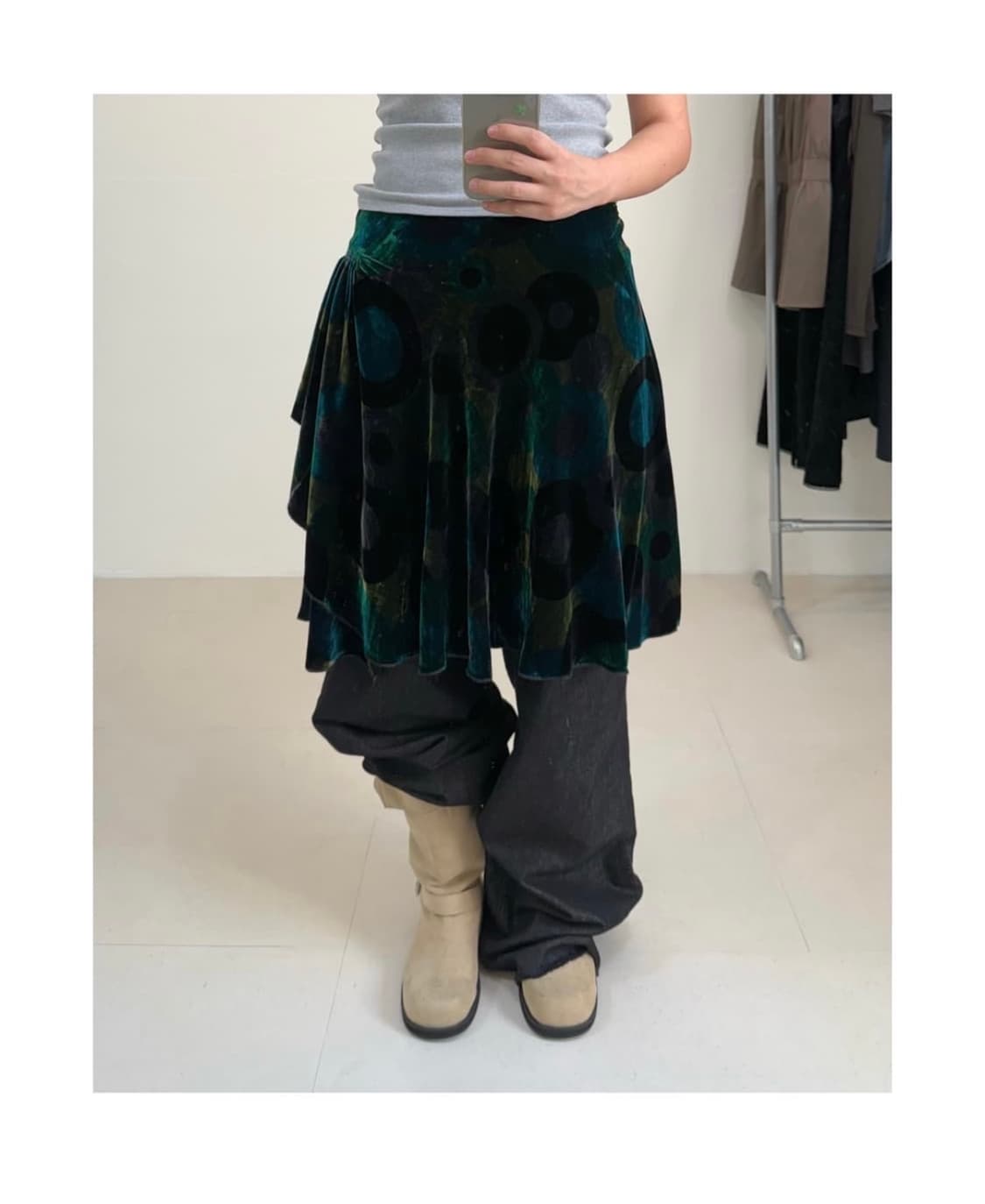 빈티지 벨벳 미디 스커트 상품이미지3