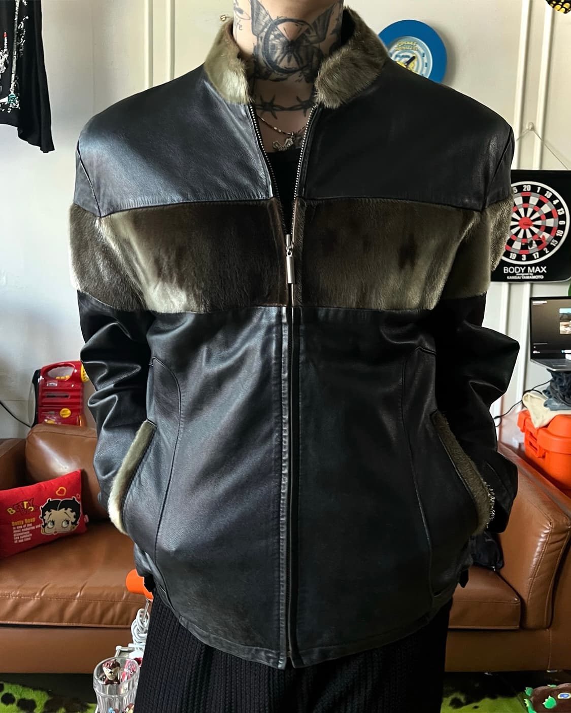 Real Seal Fur & Lambskin Bomber Jacket 상품이미지2