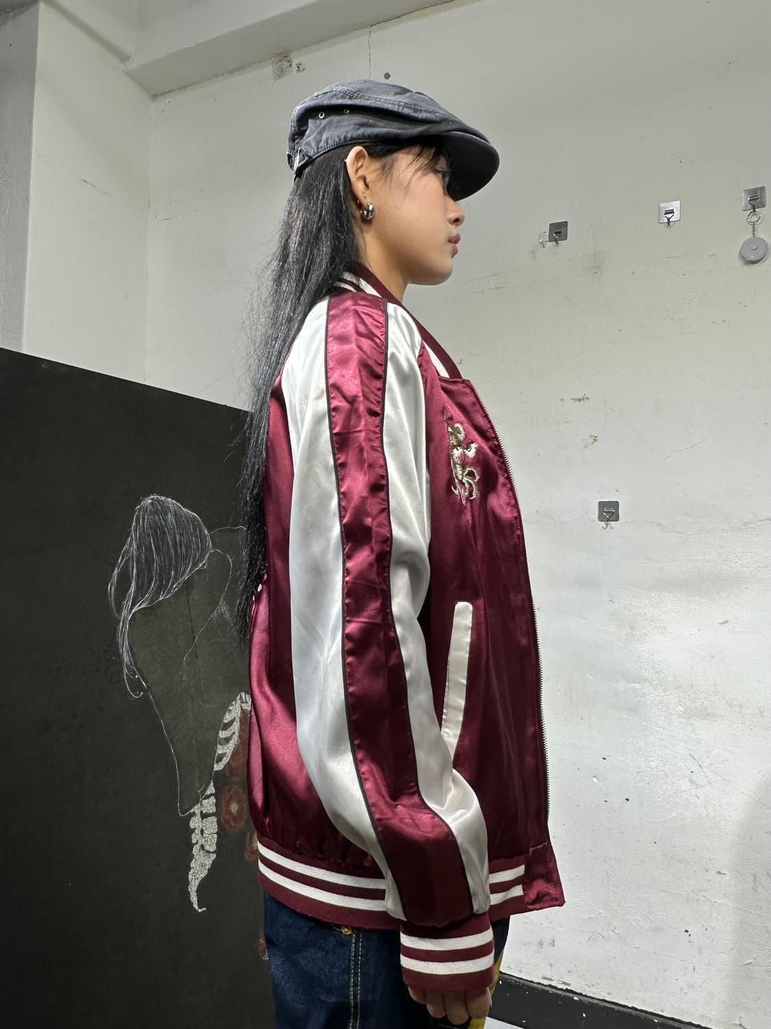 Jpn 일본빈티지 재패니즈 오리엔탈 런 버건지 용 스카잔 자켓 상품이미지6