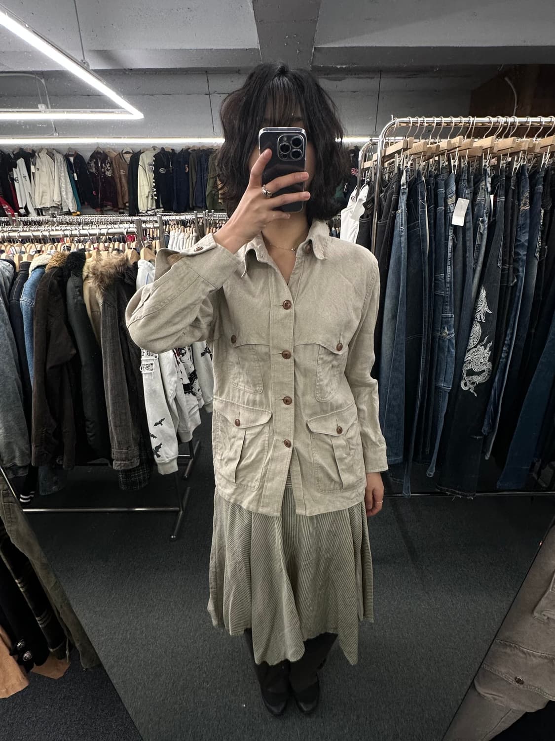 M)Haversack 하버색 빈티지 베이지 린넨 헌팅자켓 상품이미지3