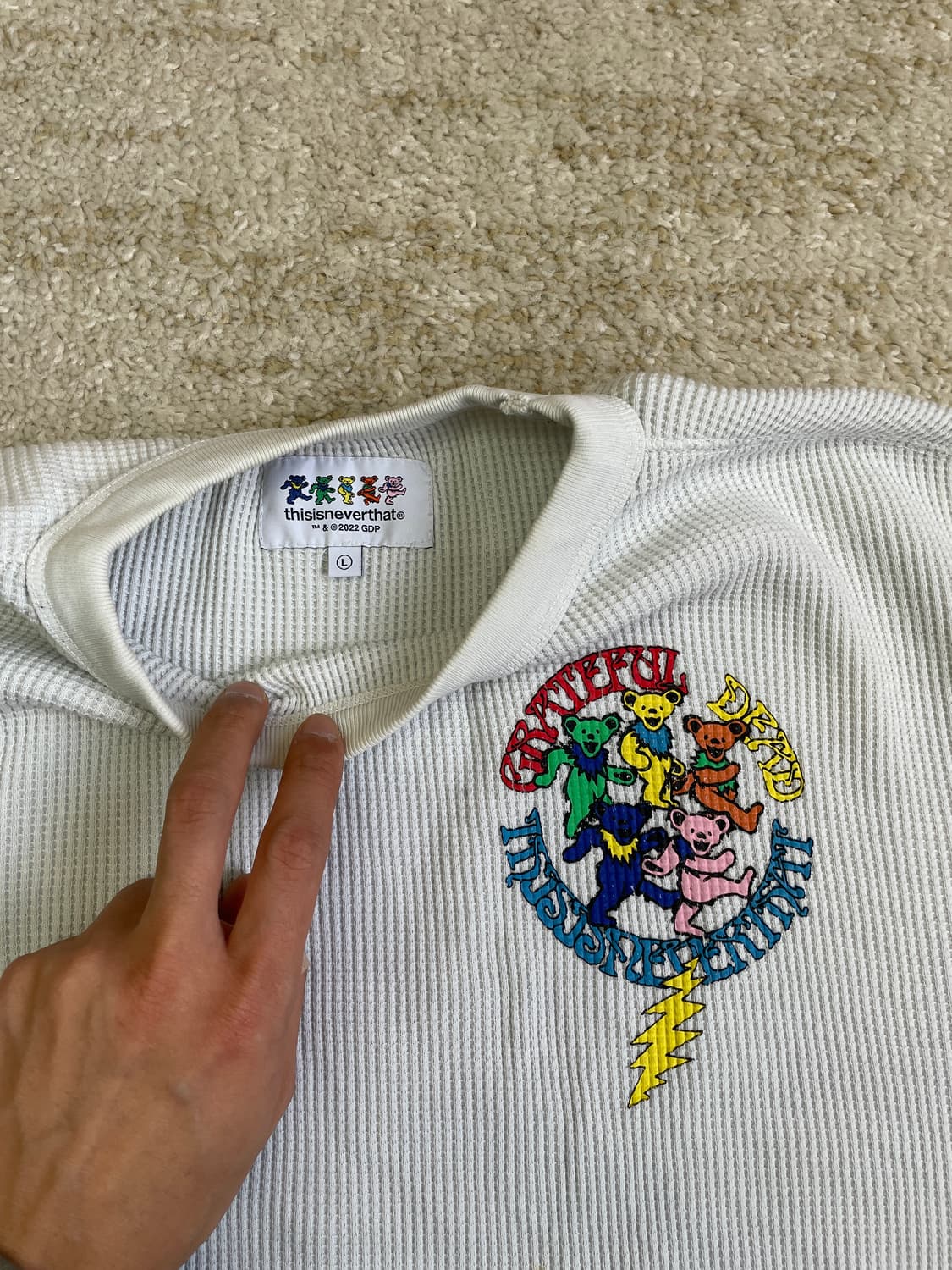 [L] 디스이즈네버댓 x 그레이트풀데드 와플 롱 슬리브 화이트 상품이미지5