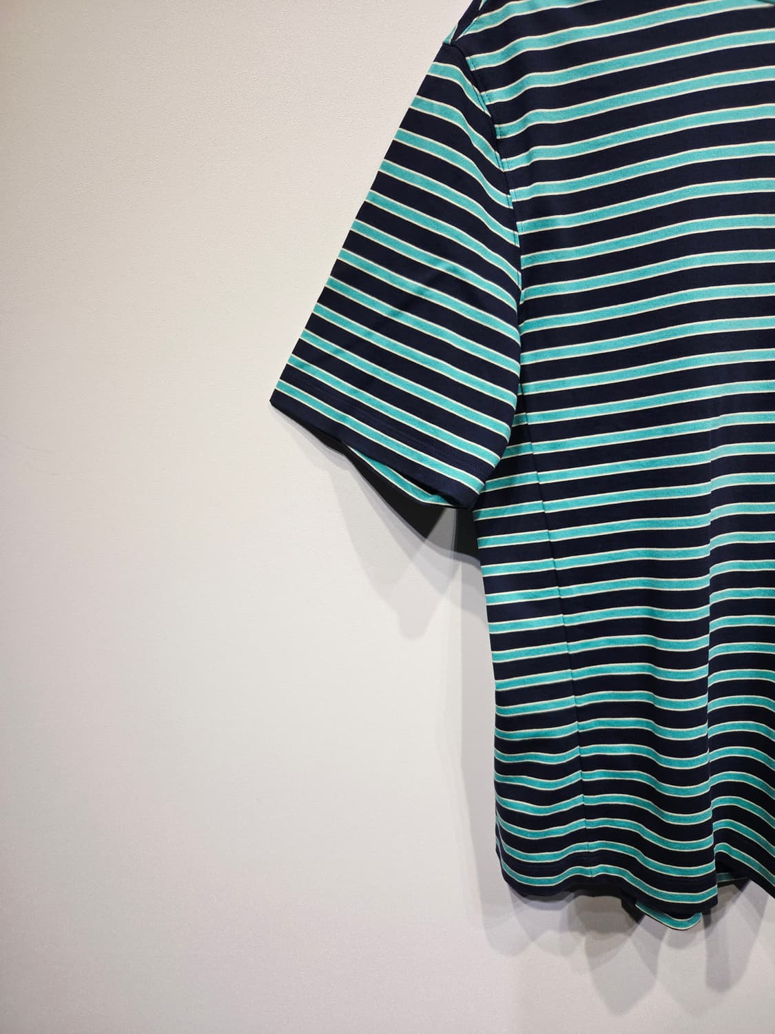 타임 옴므(TIME) 네이비 민트 스트라이프 반팔 티셔츠 상품이미지4