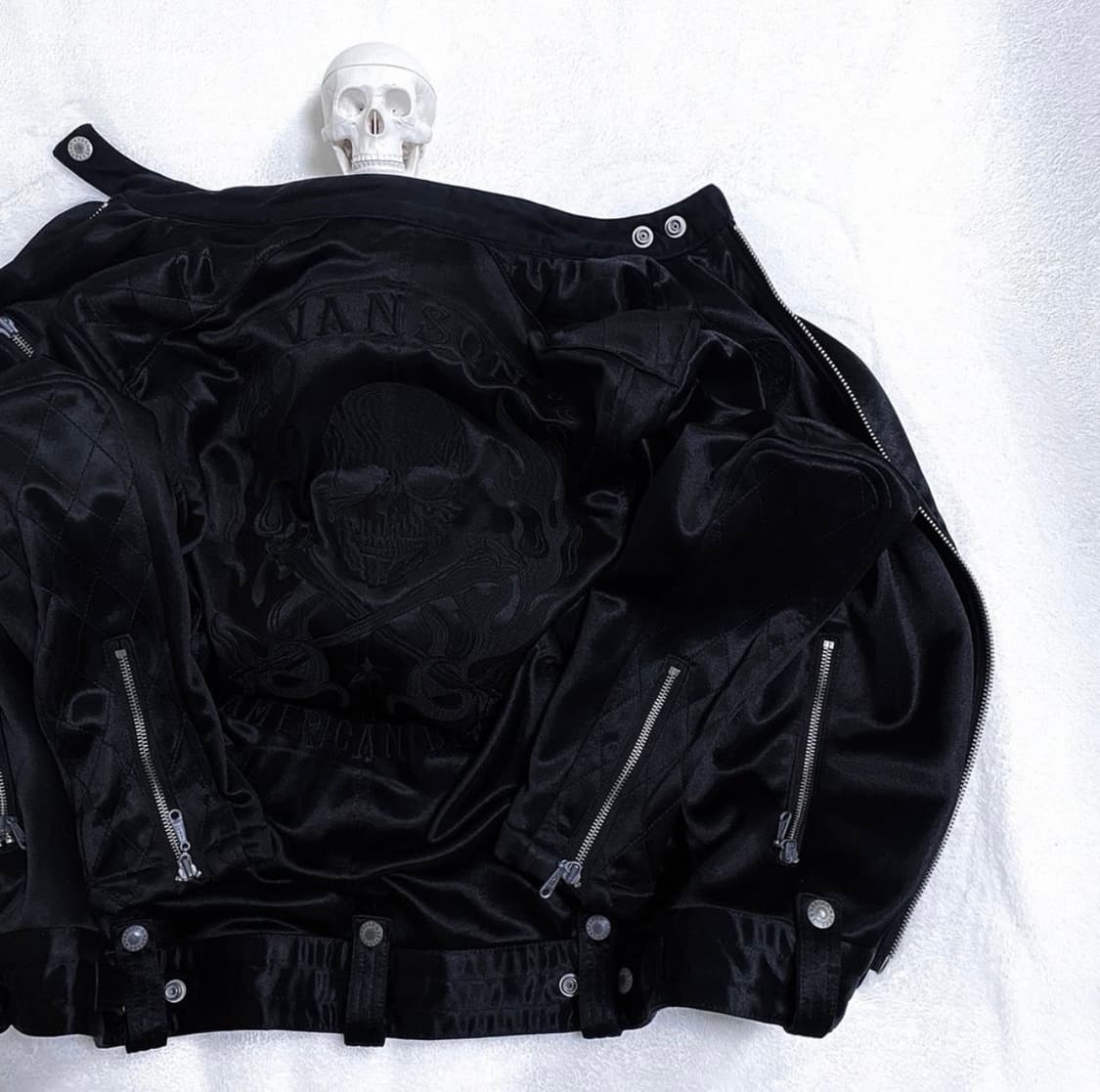 Vanson 밴슨 아카이브 메멘토 모리 해골 라이더 바이커 집업 자켓 상품이미지3