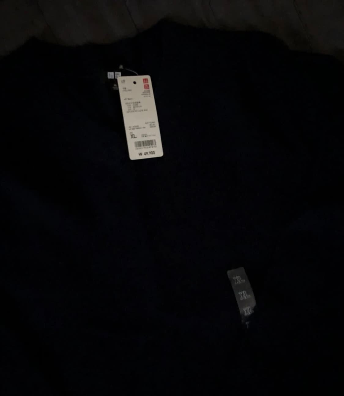 (오늘만급처)유니클로 와플 브이넥니트 네이비XL 새상품 상품이미지1