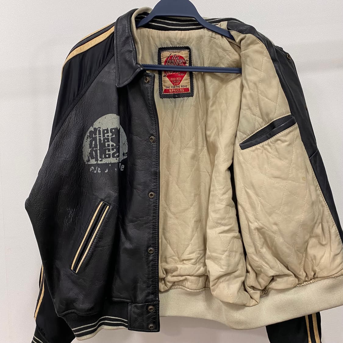 디젤 90s 카우레더 소가죽 암웜업 레이싱 봄버 바시티 자켓 상품이미지9
