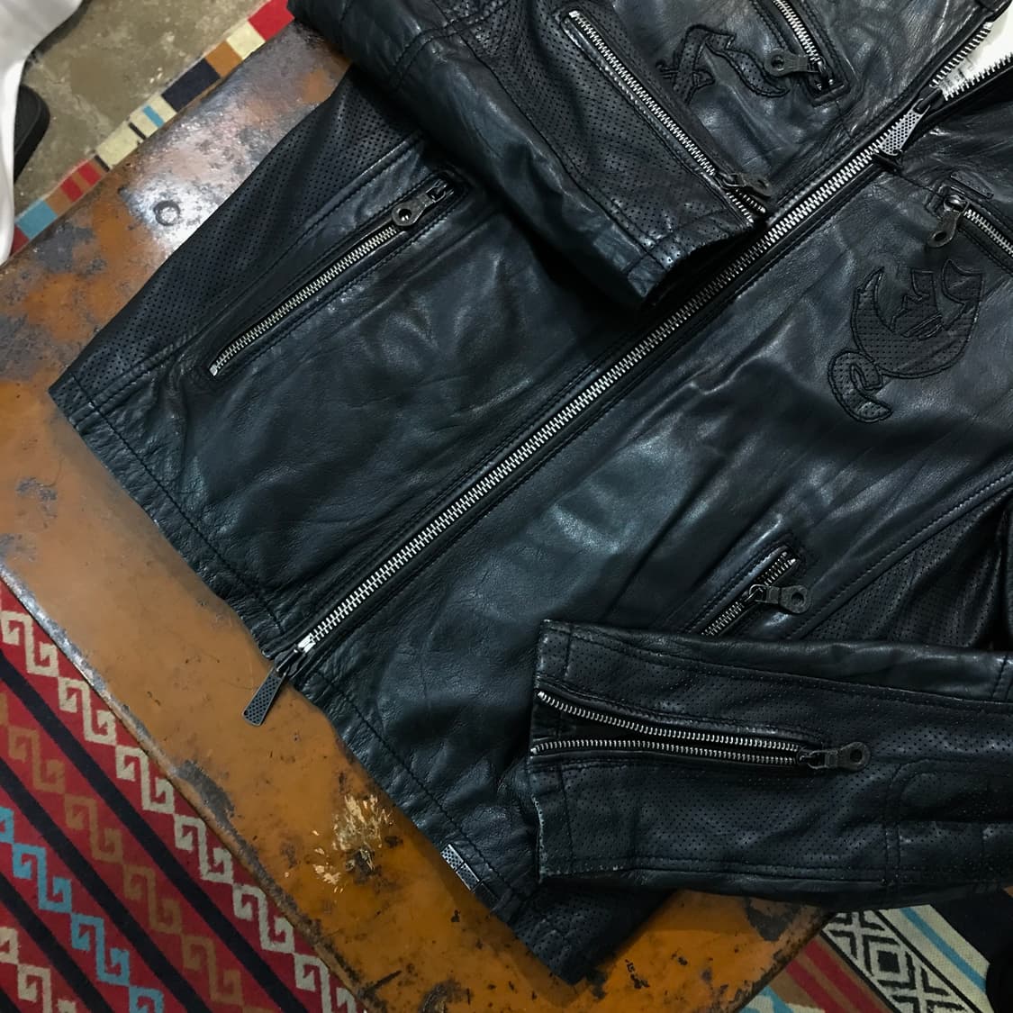 디젤 블랙 투웨이 집업 양가죽 레더 라이더 자켓 남성 102 105 상품이미지3