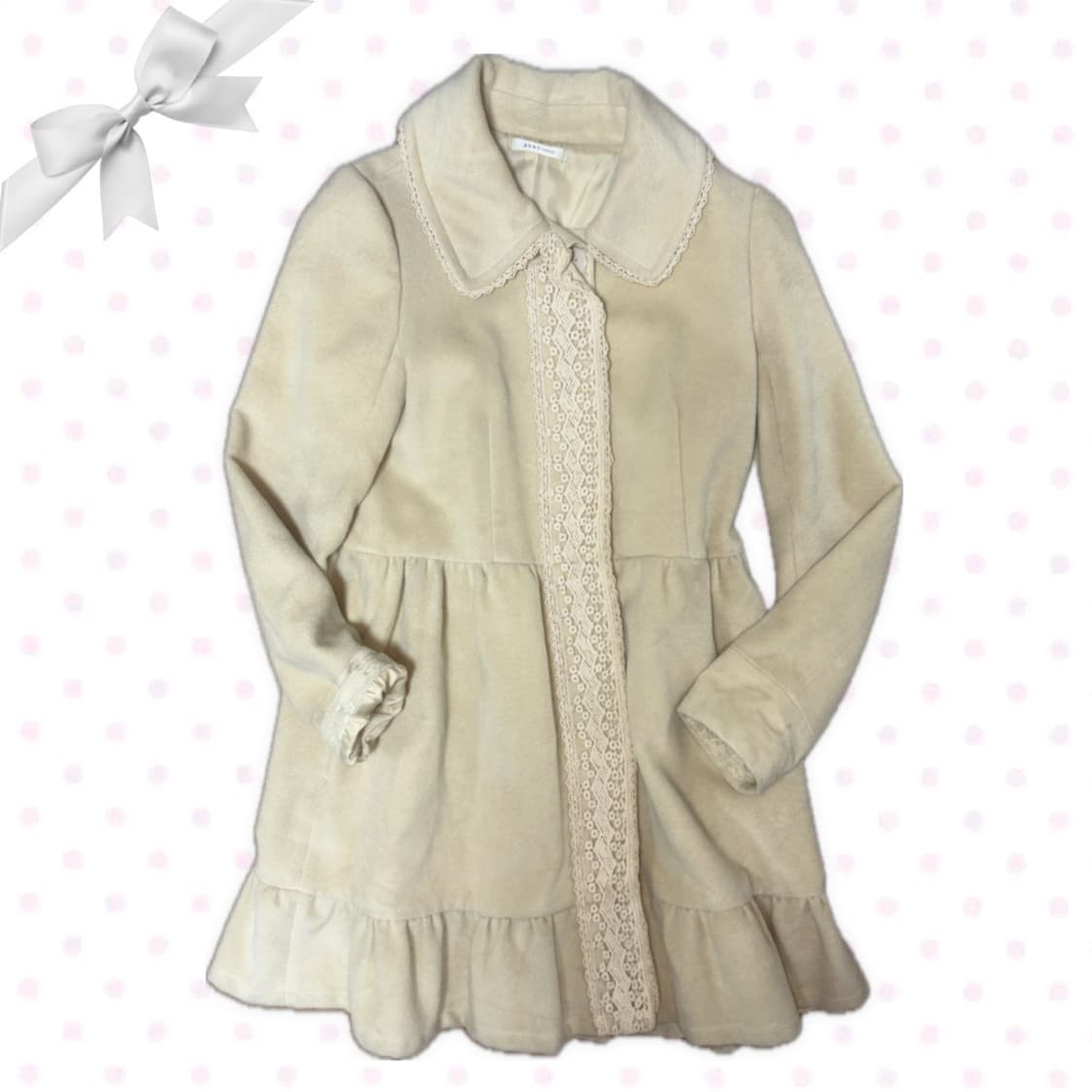 엑시즈팜 아이보리레몬맛 레이스 코트 캉캉프릴 롱코트 상품이미지1