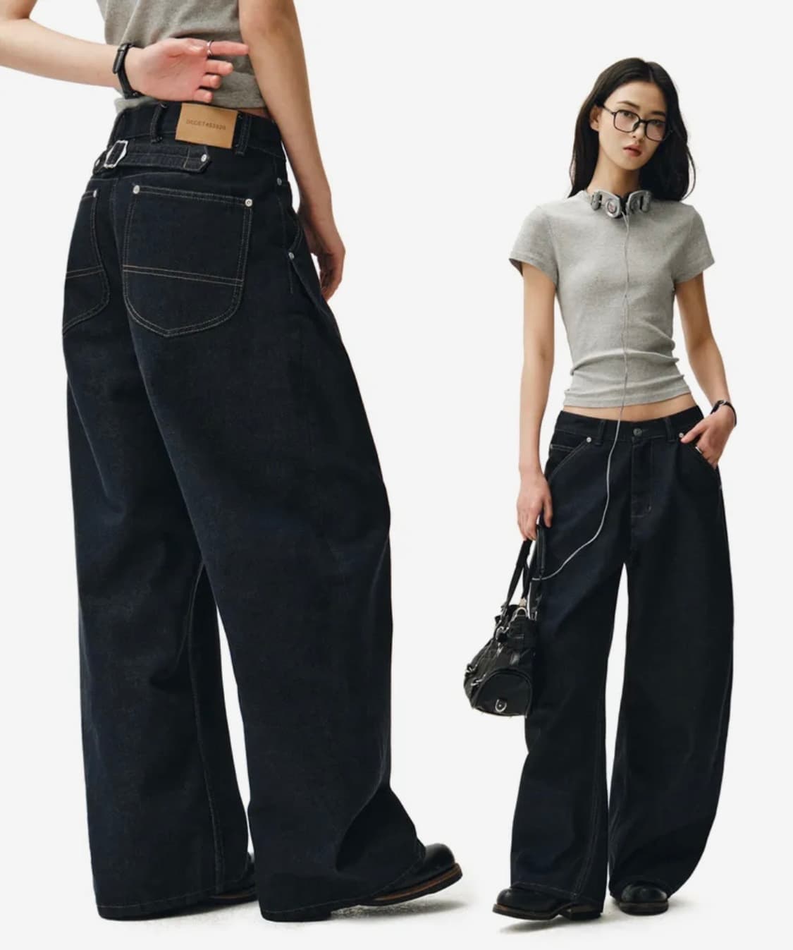 데케트 우먼 Cinchback Barrel Wide Leg Jeans 상품이미지1