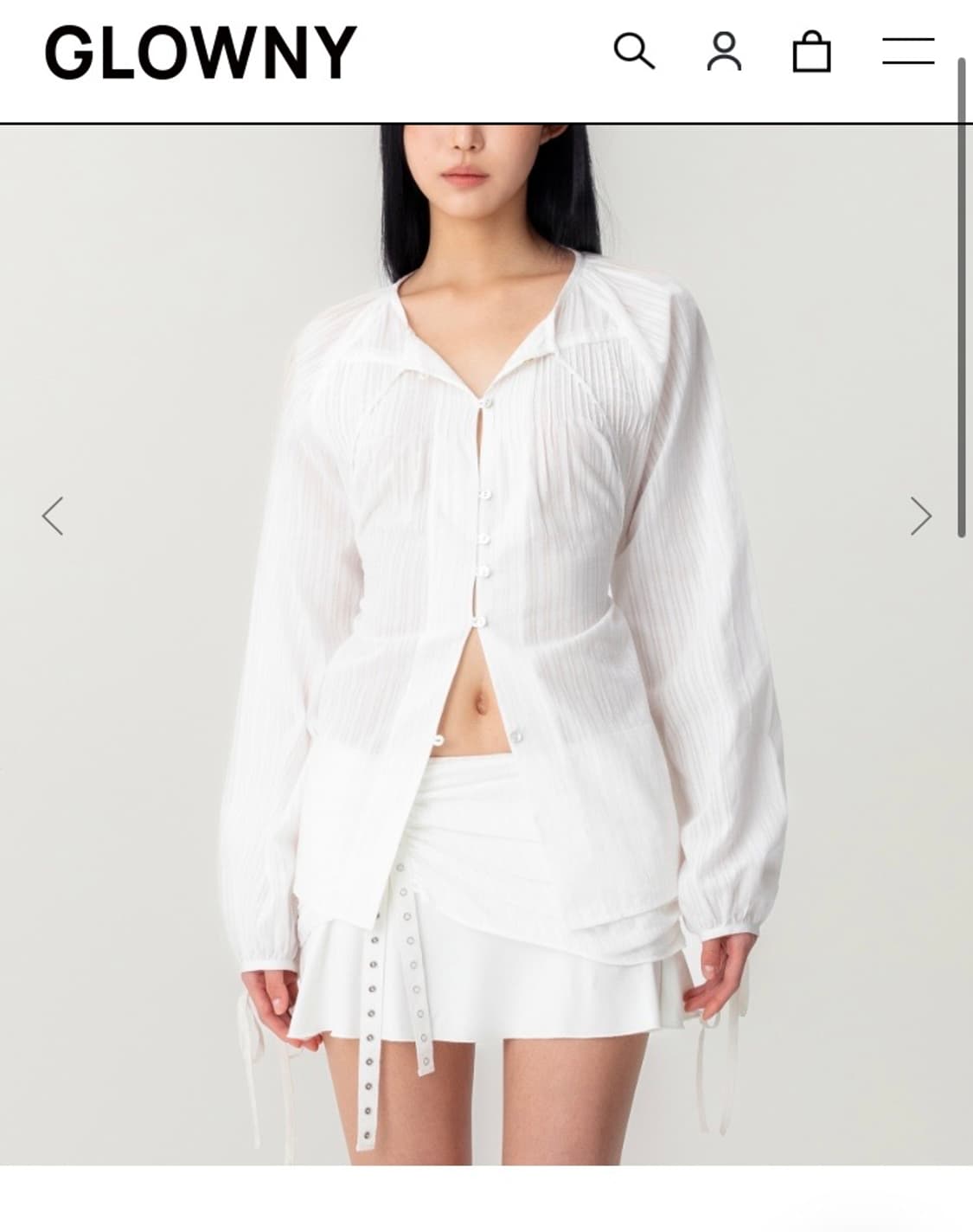 글로니 MISTY SHEER BLOUSE (WHITE) S 블라우스 셔츠 상품이미지1