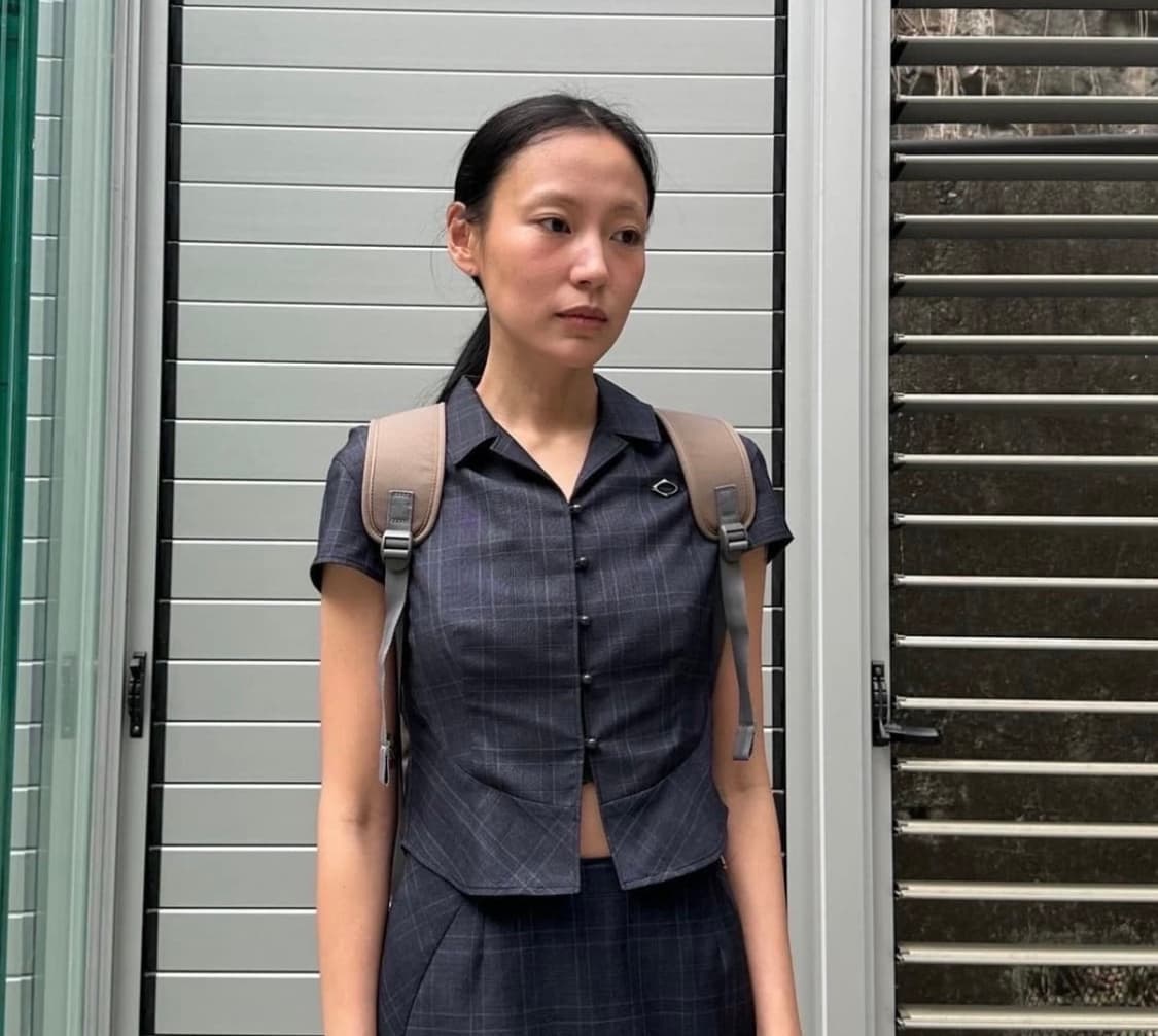 미스치프 체커드 숏슬리브 셔츠 네이비 M 상품이미지5