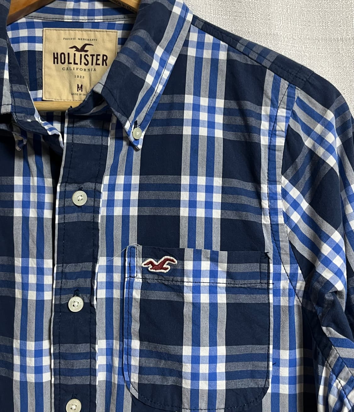 공용 홀리스터 네이비 체크 남방 셔츠 M 상품이미지4