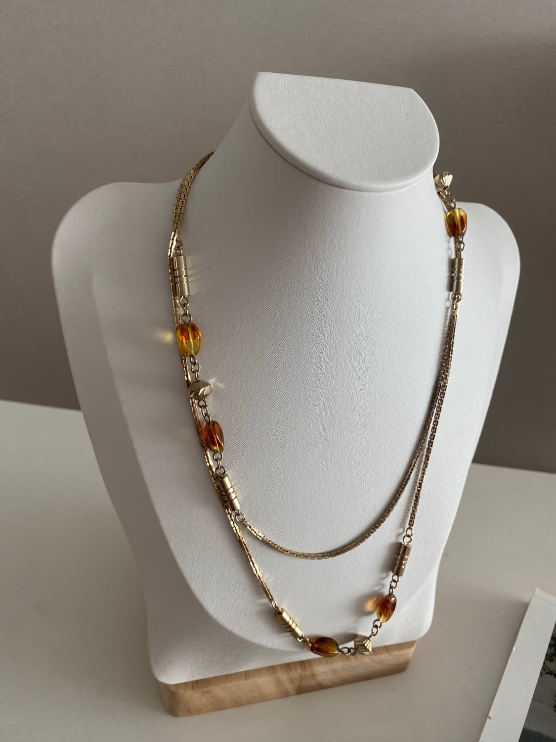 오렌지 호박 빛 롱 체인 목걸이  상품이미지3