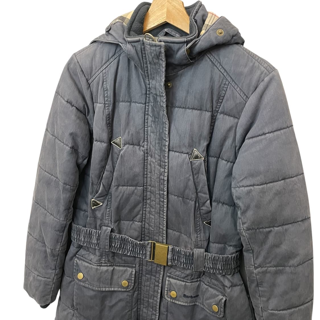 바버 네이비 벨티드 다운 패딩 상품이미지3