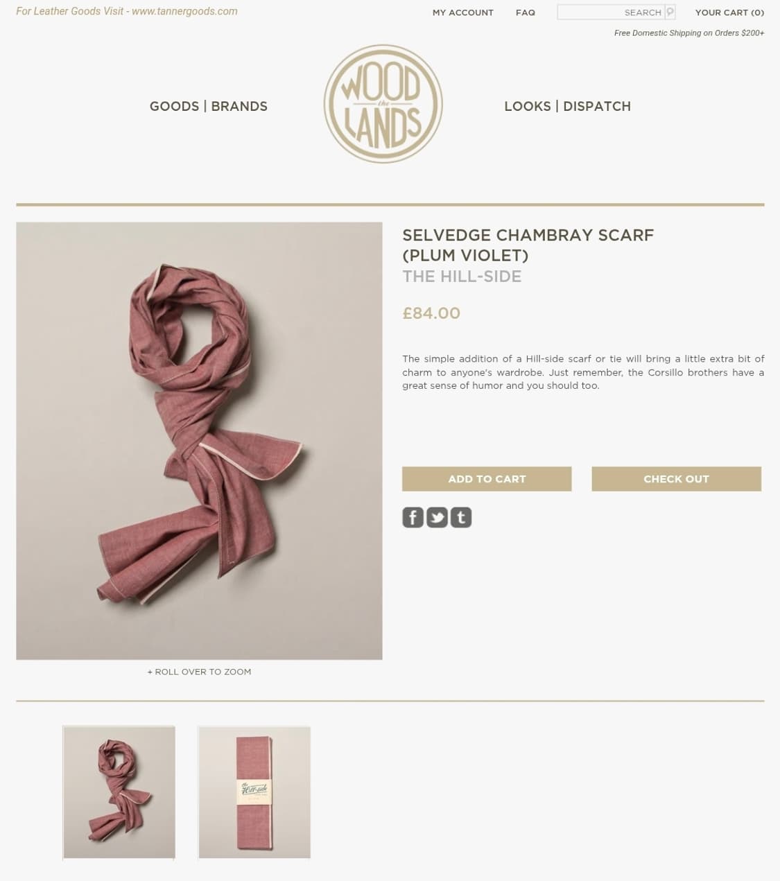 The Hill-Side 셀비지 샴브레이 스카프 Plum Violet 상품이미지2