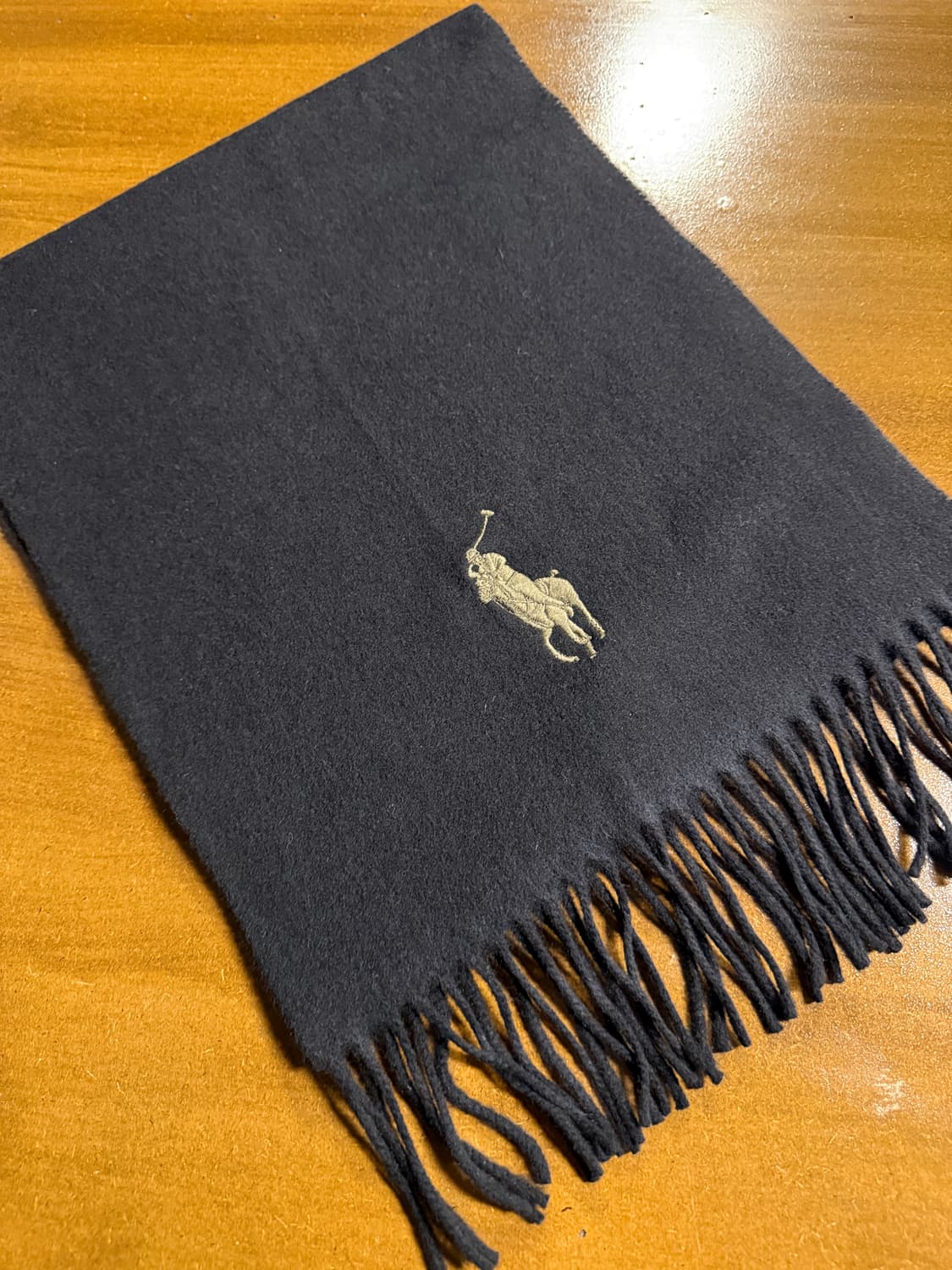 폴로 랄프로렌 1990년대 포니 자수 램스울 머플러 블랙 상품이미지2