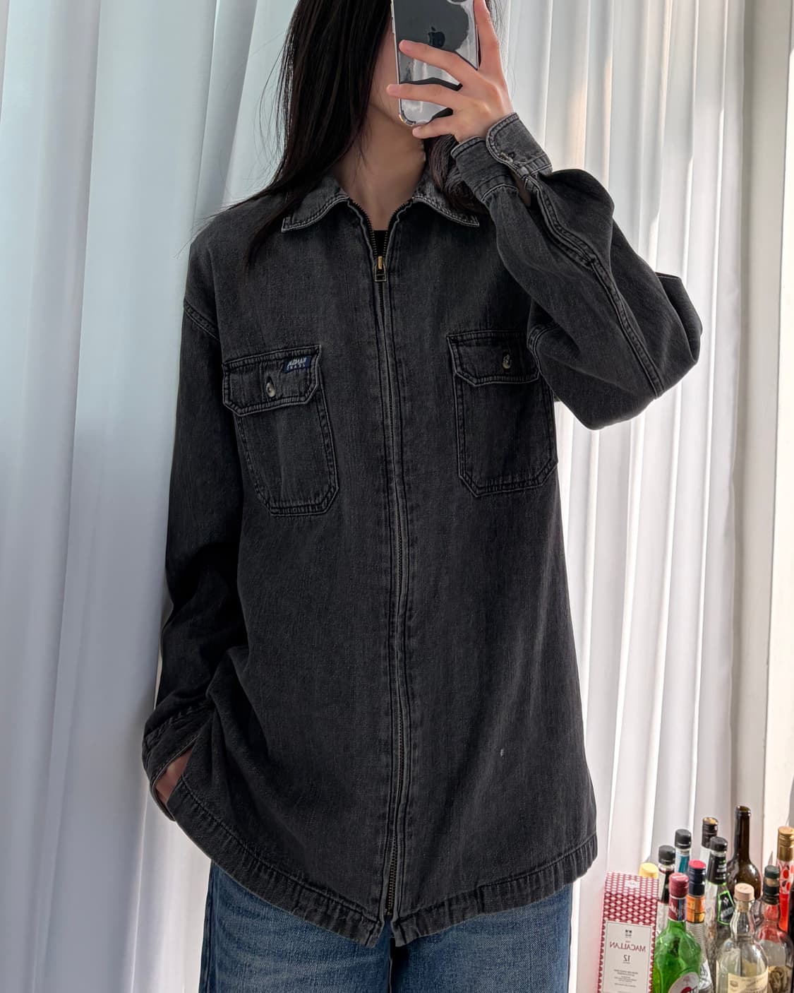 [M]KANSAI JEANS 간사이 진스 흑청 집업 셔츠 자켓 상품이미지1