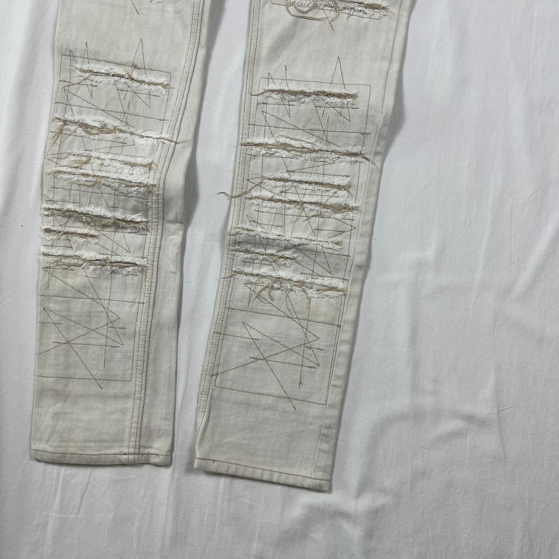 90‘s 히스테릭글래머 페인트 디스트로이드 화이트 팬츠 바지 상품이미지4