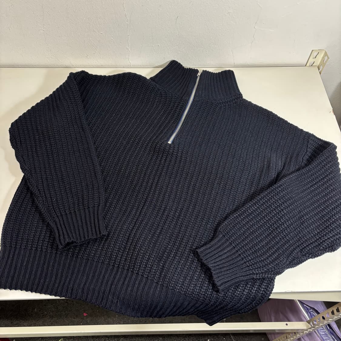 M 트릴리온 네이비 루즈오버핏 반집업 폴라니트 상품이미지2