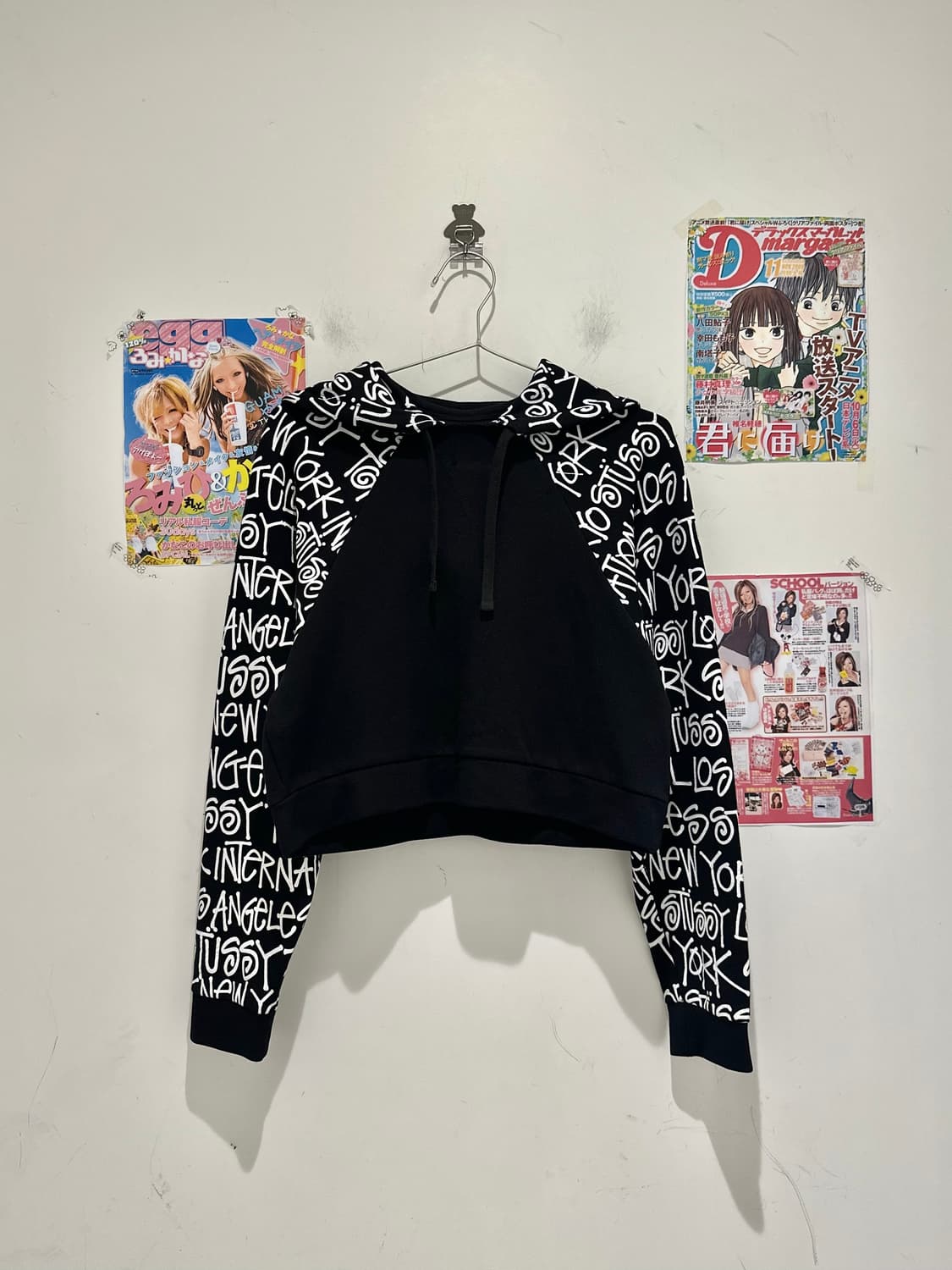 stussy woen black cropped hoodie  상품이미지1