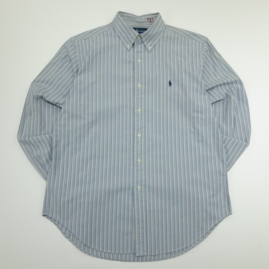 CN821 L 폴로 랄프로렌 베이비블루 올드스쿨 스트라이프 셔츠 남방 상품이미지1