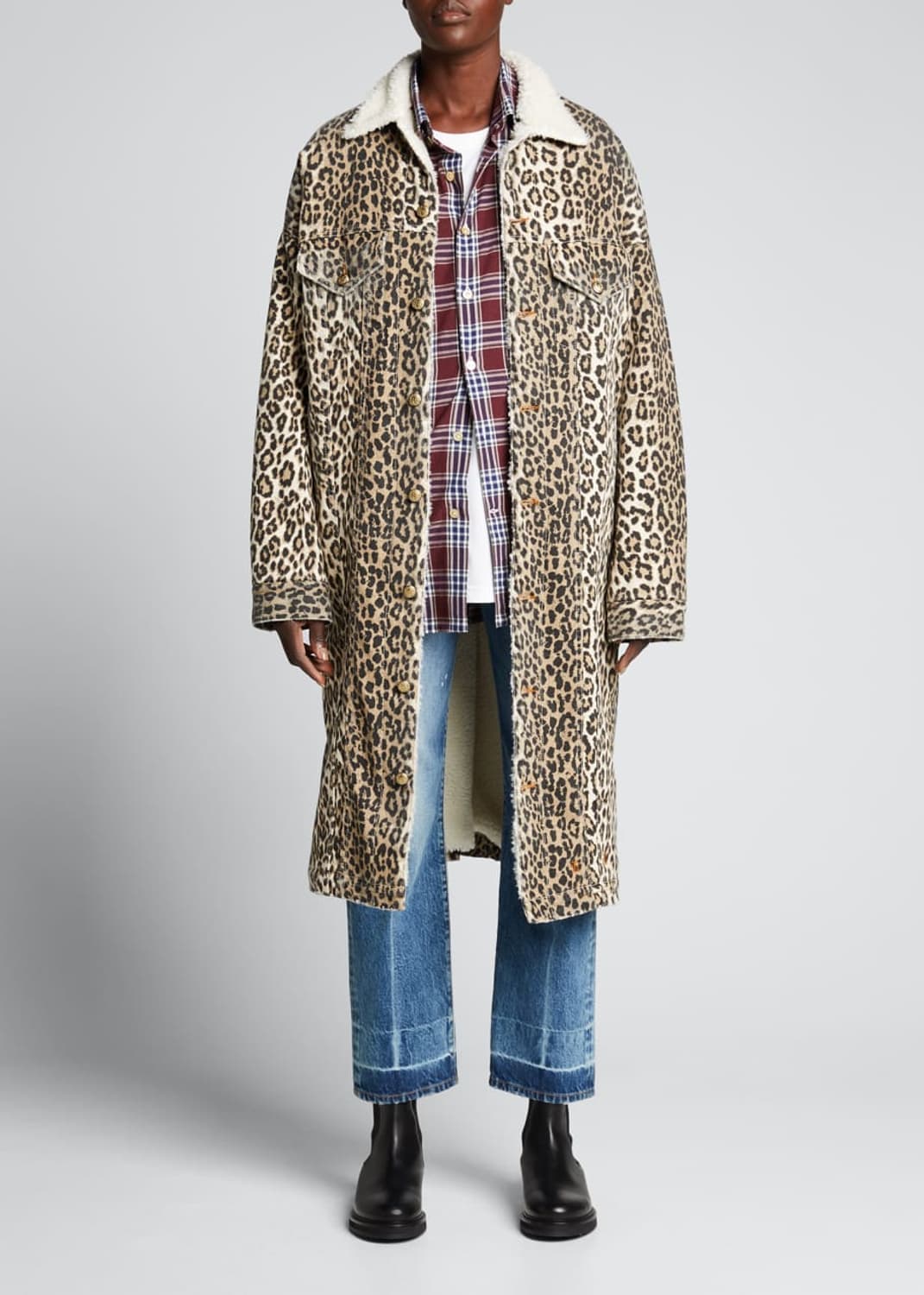 R13 알써틴 21F/W 라일 레오파드 트러커 코트 자켓 L 상품이미지8