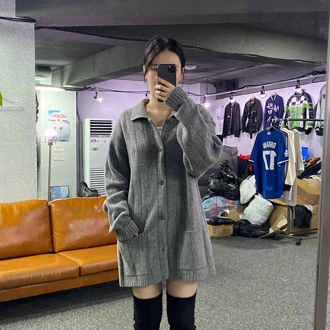 90s 입생로랑 그레이 카라 가디건 B2955 상품이미지1