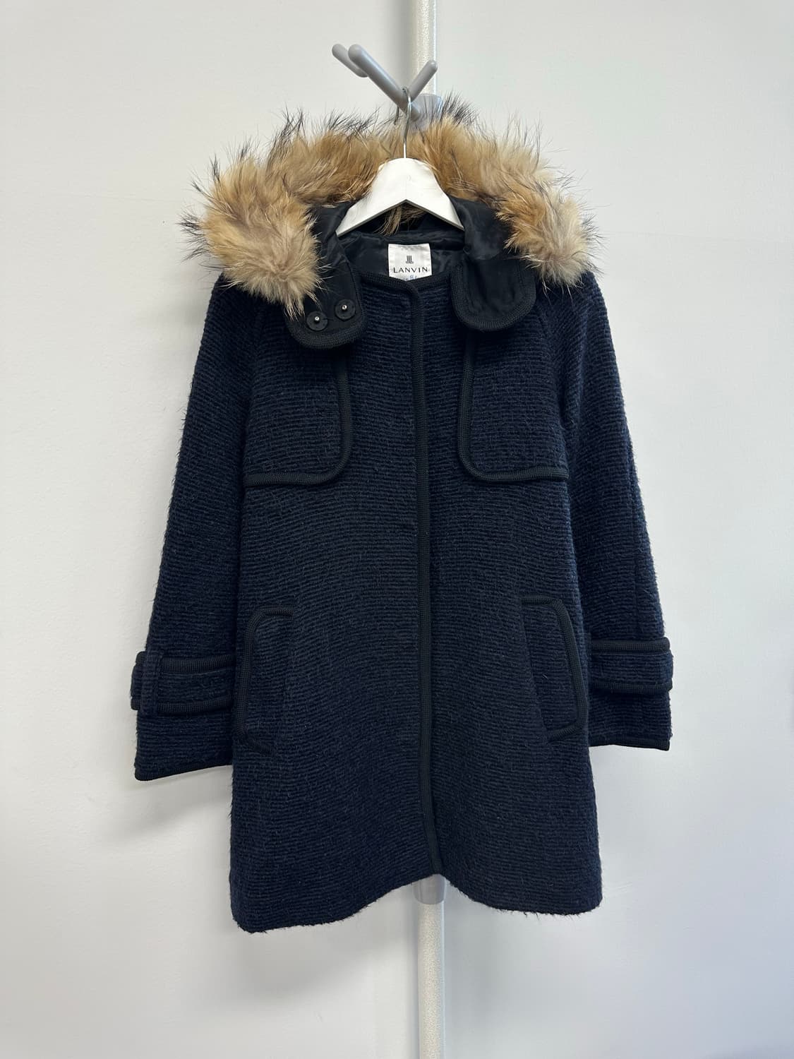 랑방 라쿤퍼 파이핑 디자인 모헤어 코트 상품이미지4