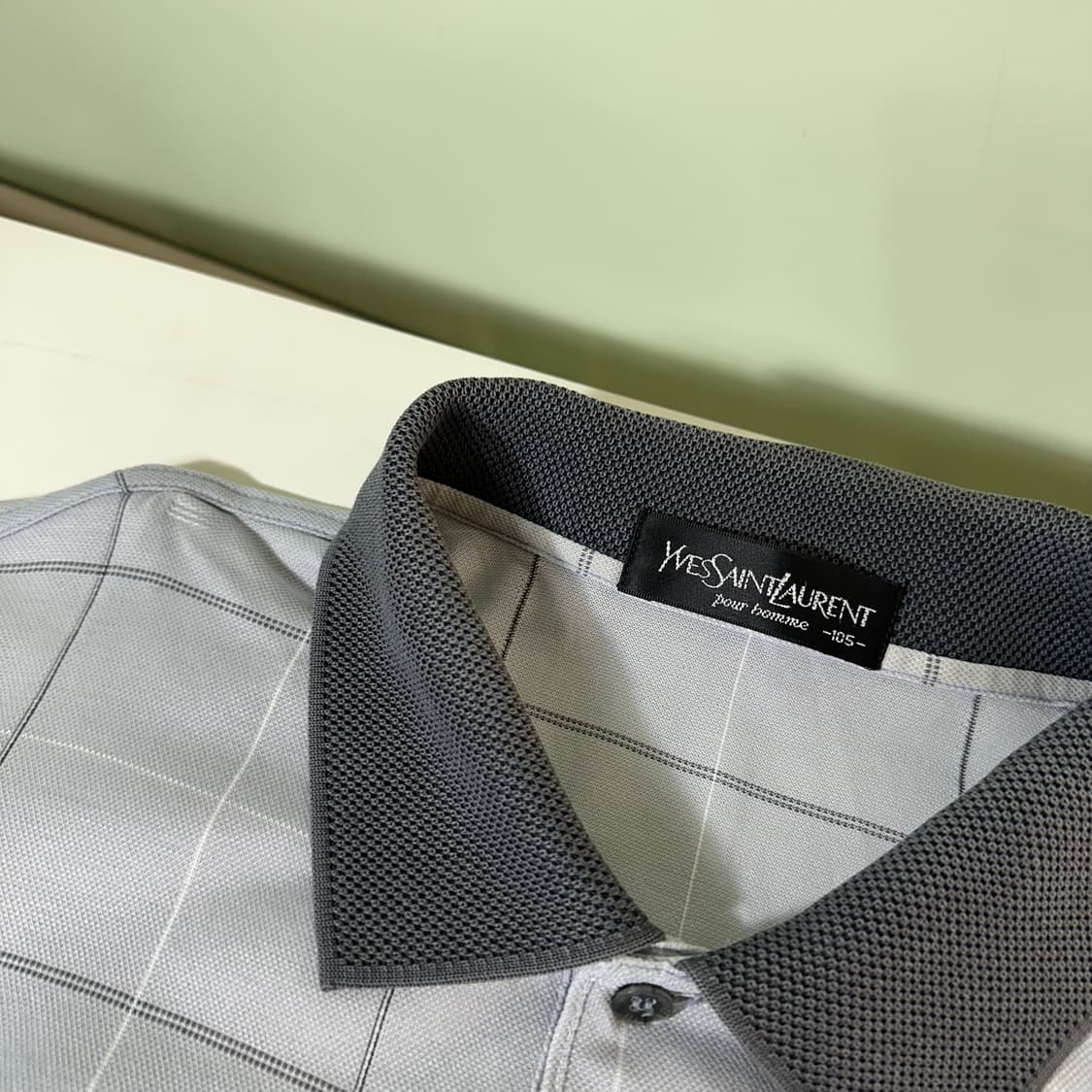 105 L 입생로랑 YSL 카라넥 빅체크 코튼 PK티 상품이미지3